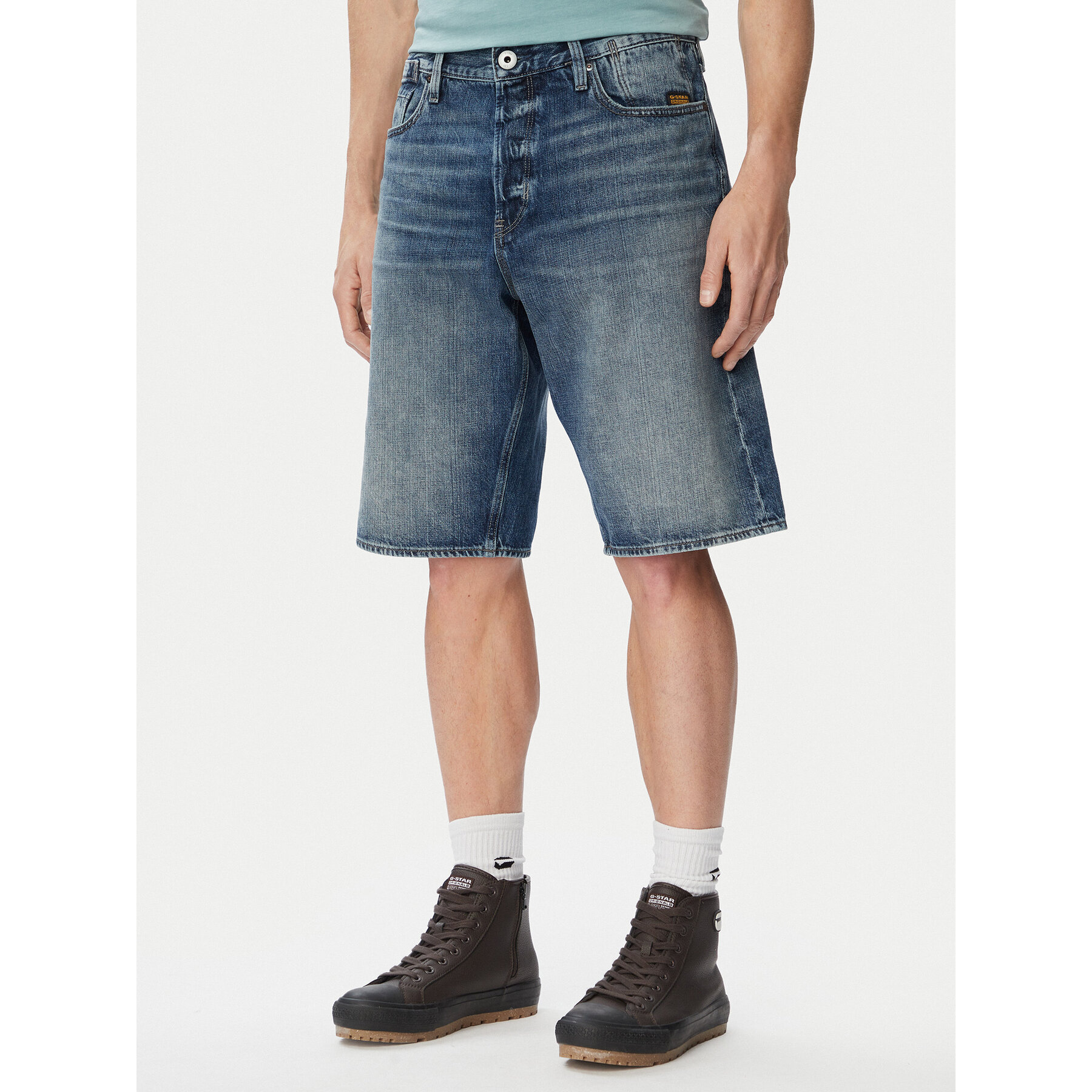 G-Star Raw Kratke traperice Deeggie D28474-E352 Plava Regular Fit