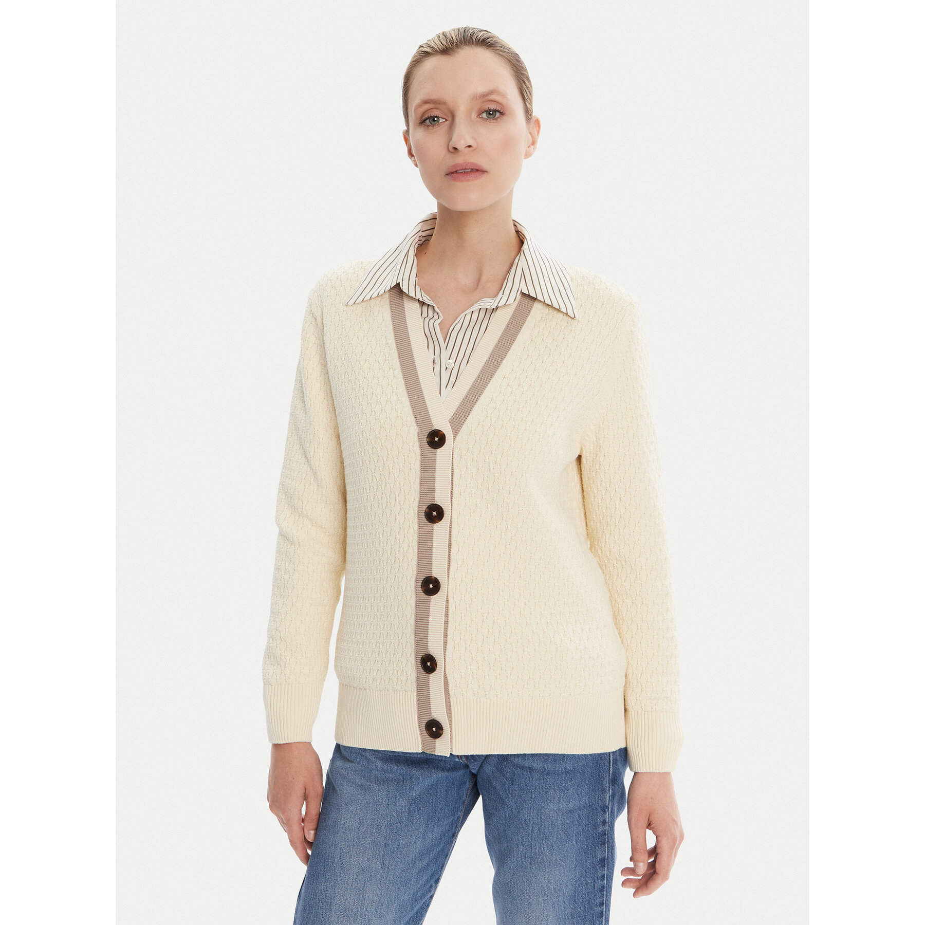 Gant Strickjacke 4805343 Écru Regular Fit