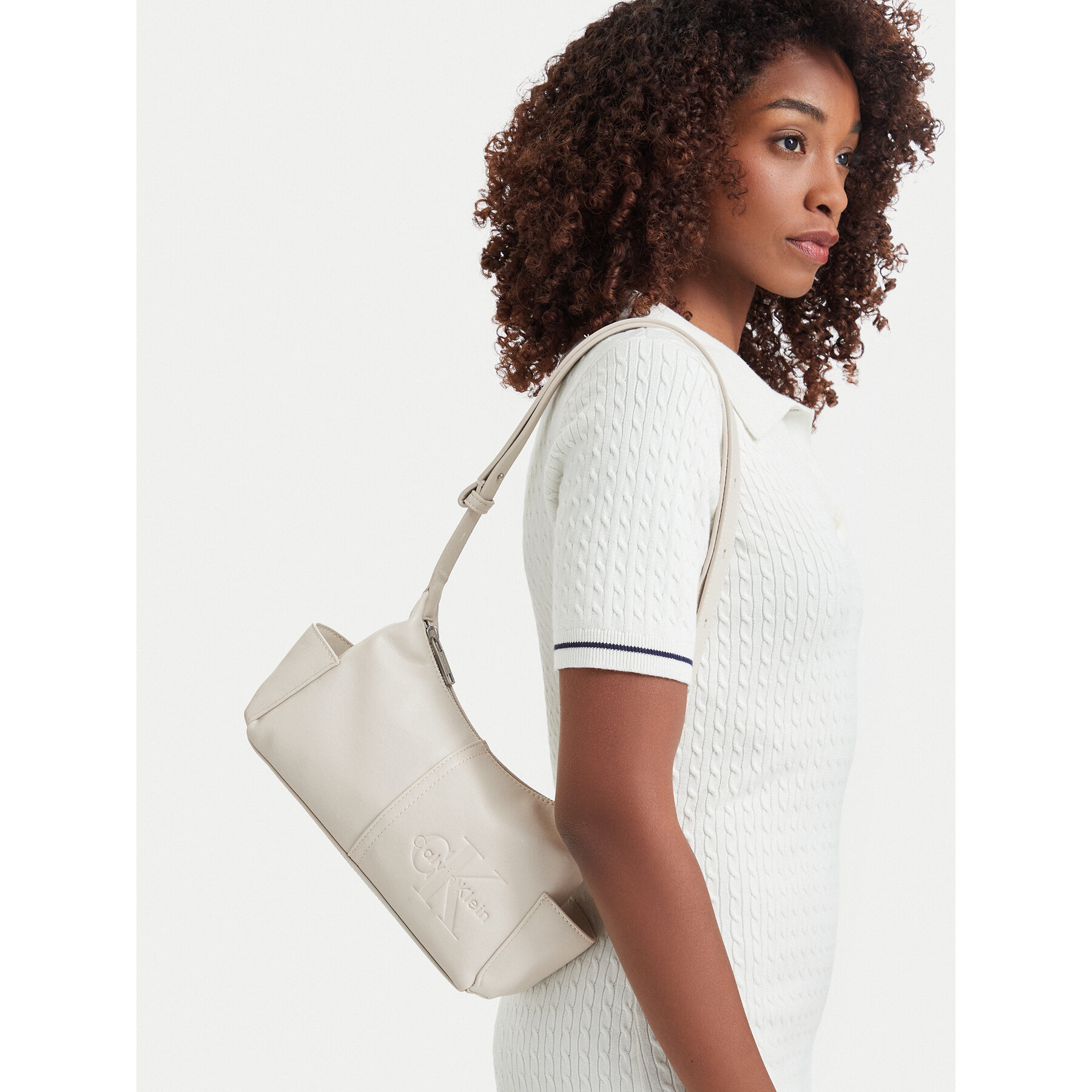 Geantă Calvin Klein Pockets Monologo Crossbody LV04F3687G Crem