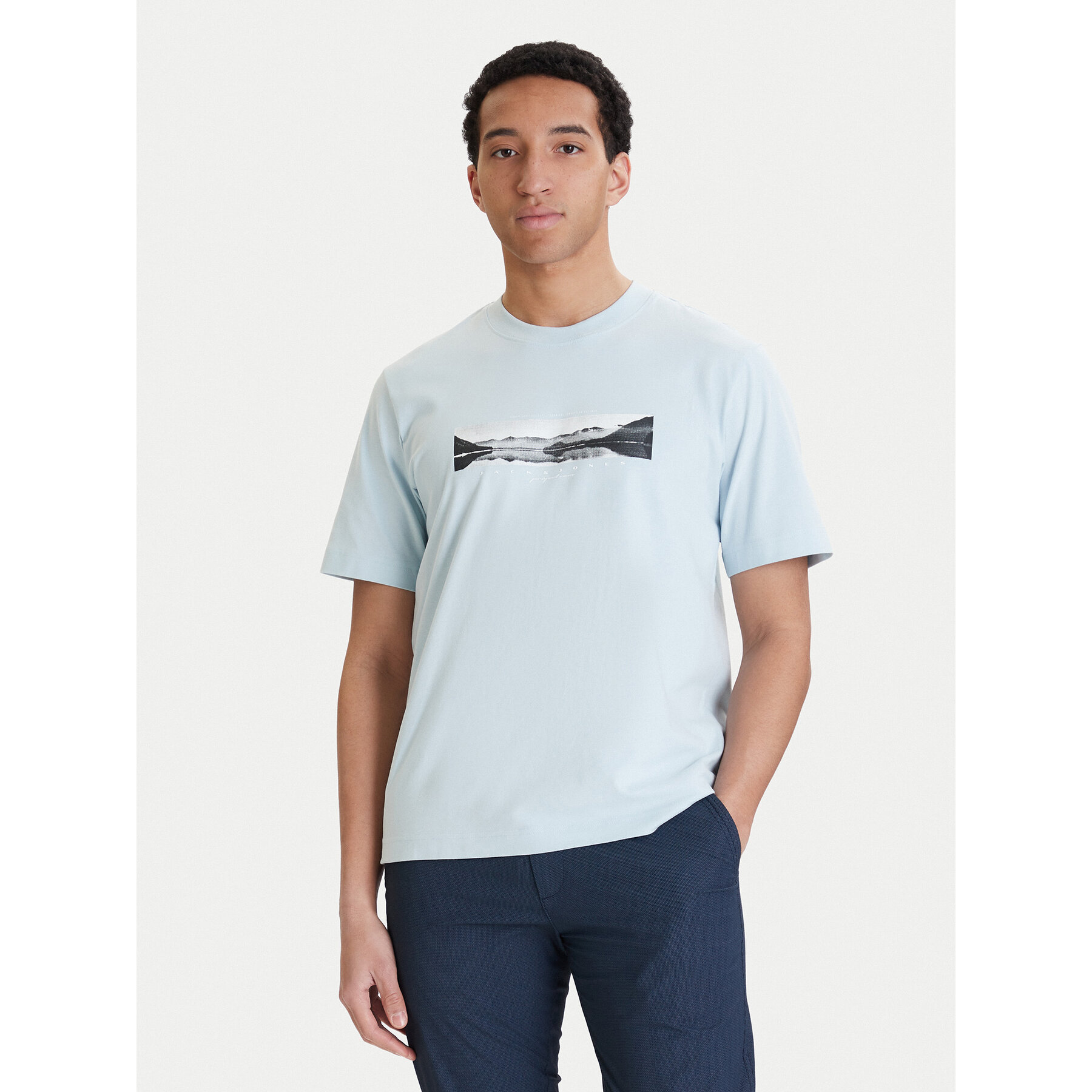 Jack & Jones T-shirt Fusion 12289870 Svijetlo plava Relaxed Fit