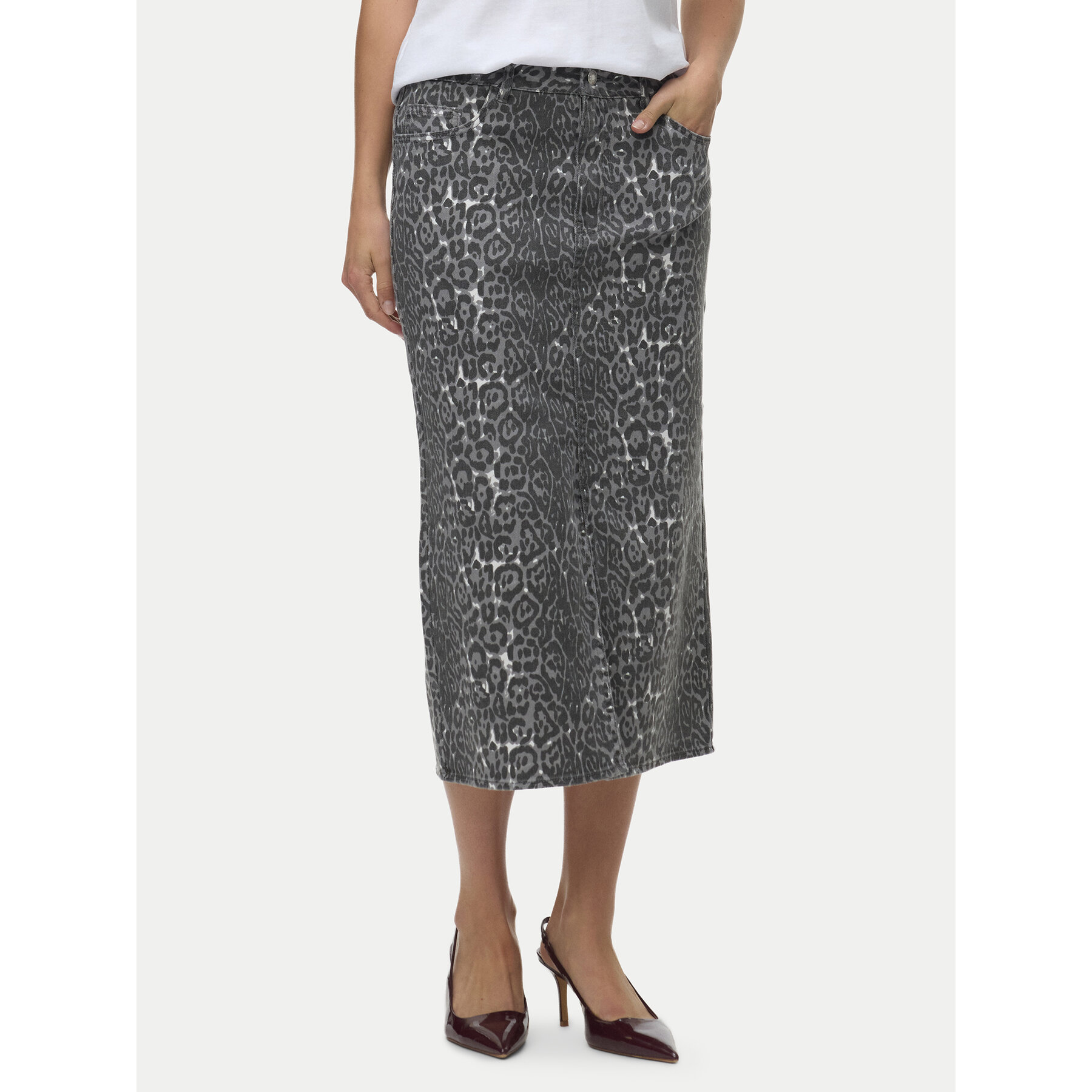 Vero Moda Jeansrock Veri 10336316 Grau Regular Fit