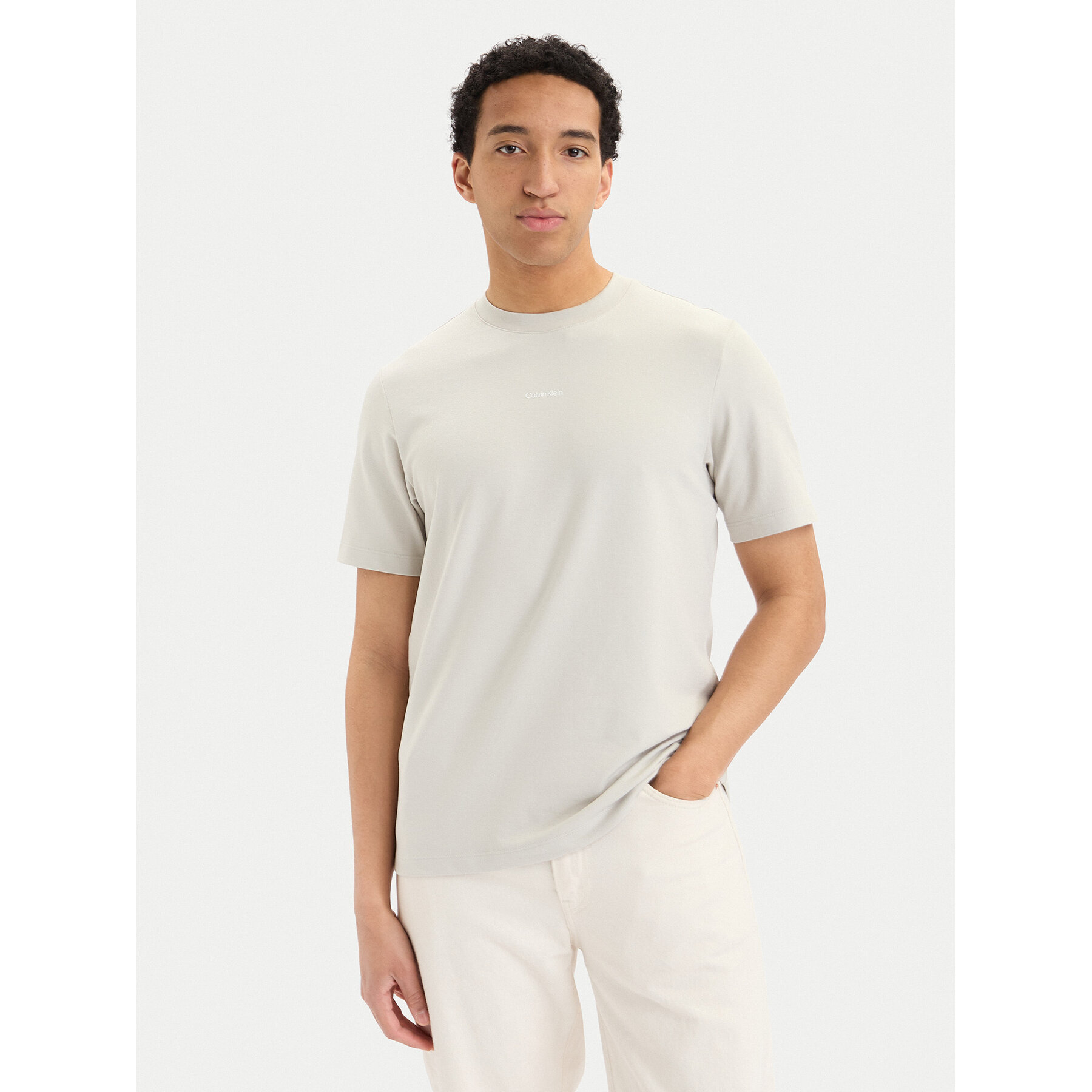 Calvin Klein Majica LV04LC241G Kremna Regular Fit