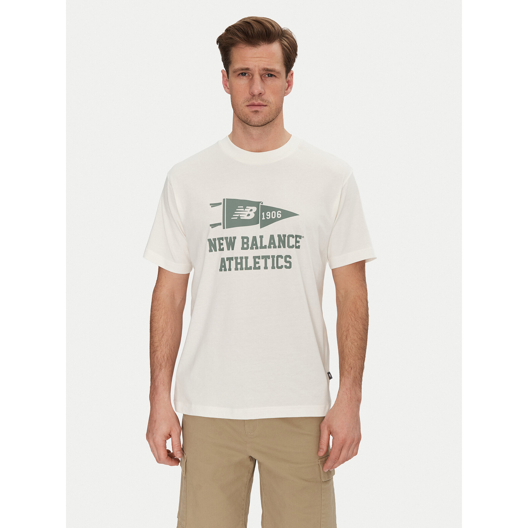 New Balance T-shirt MT51924 Bianco Relaxed Fit