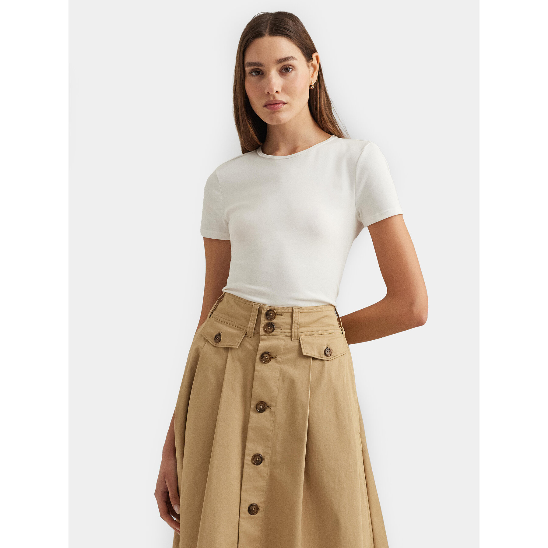Lauren Ralph Lauren Majica 200655374002 Bela Slim Fit