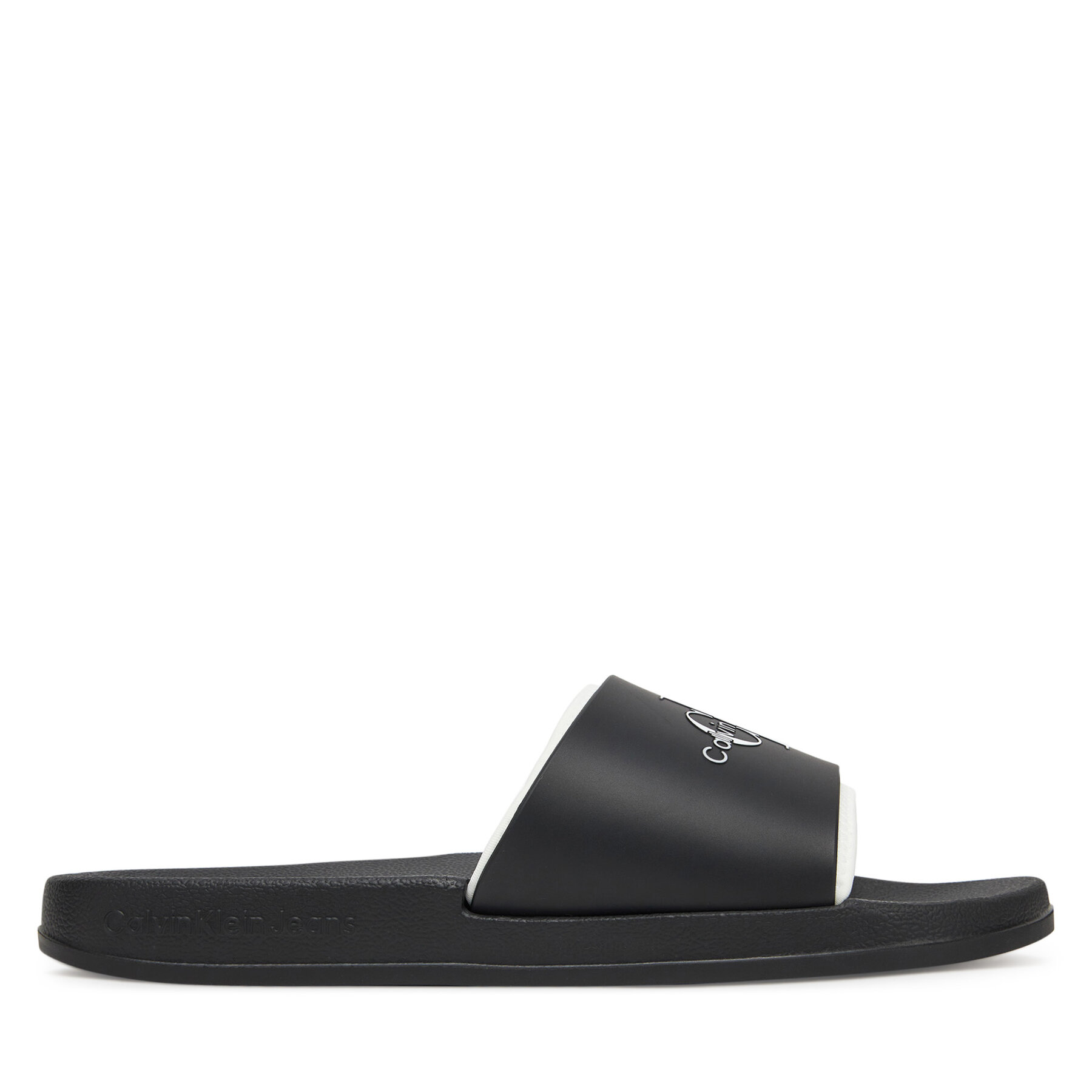 Męskie Klapki Calvin Klein Jeans, Rozmiar 41 Czarny Slide Rubber Neoprene Monologo YM0YM00361