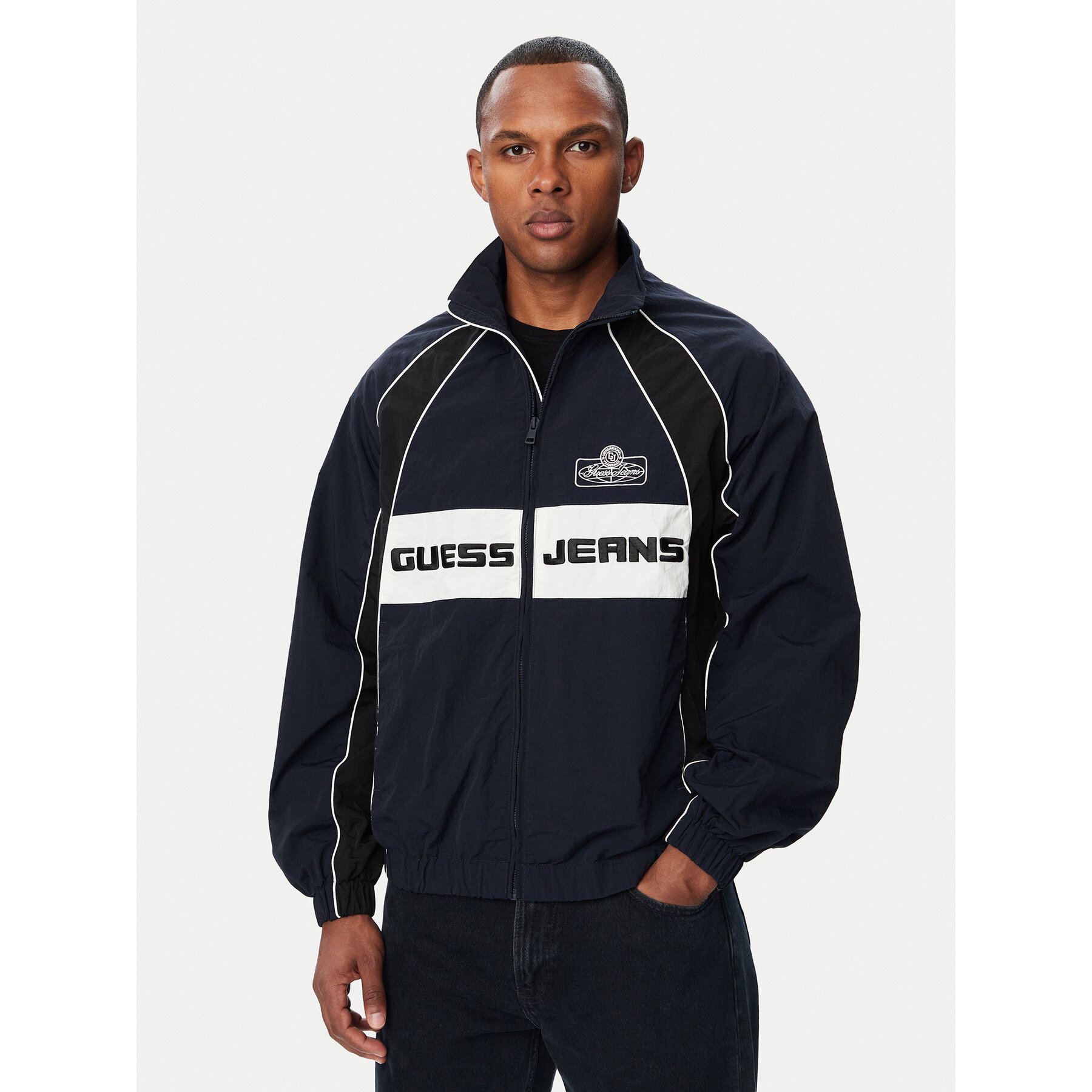 Guess Jeans Übergangsjacke M6YL12 W2695 Dunkelblau Regular Fit