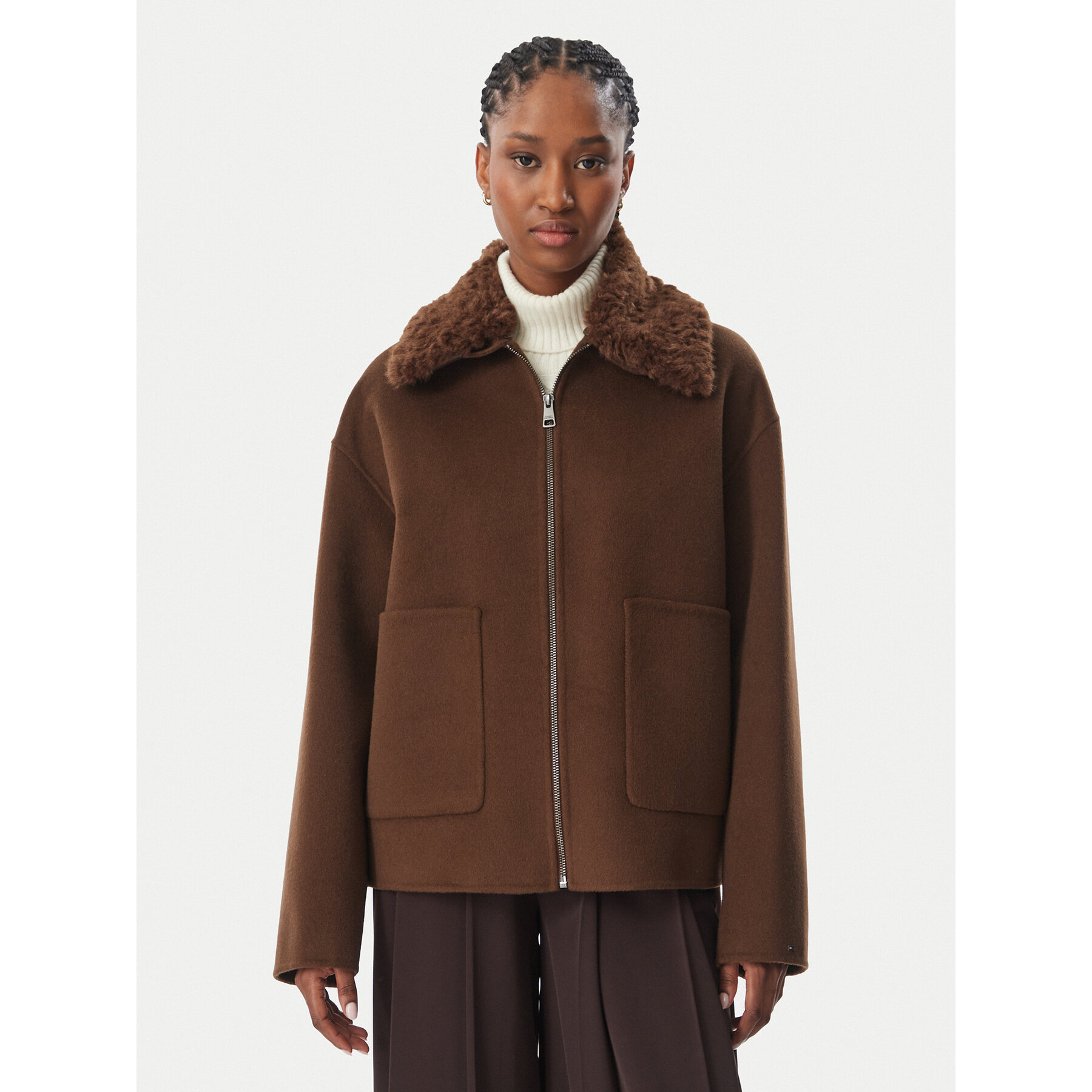 Tommy Hilfiger Wollmantel WW0WW52915 Dunkelbraun Regular Fit