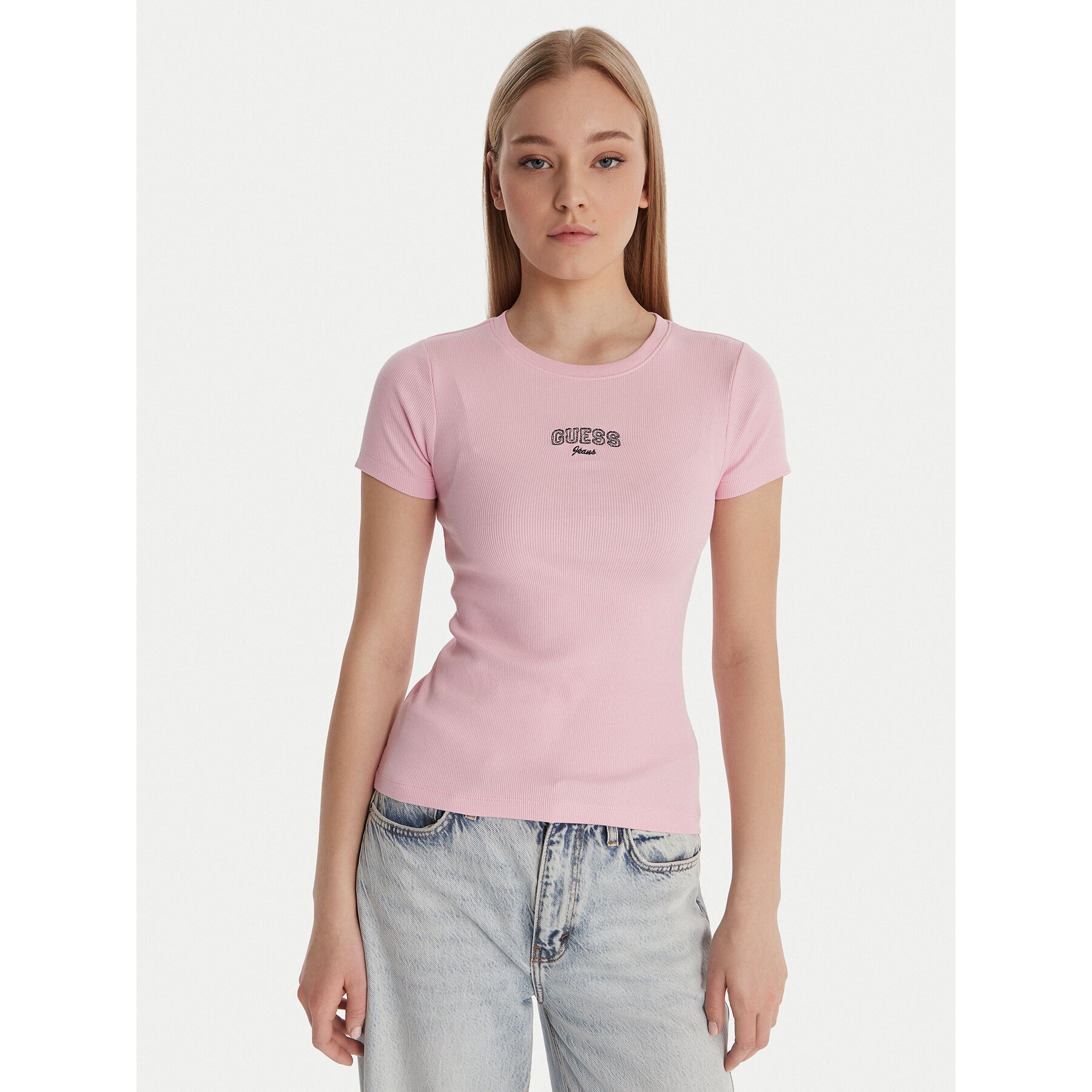 Guess Jeans T-Shirt W6RP21 KA0H1 Rosa Slim Fit