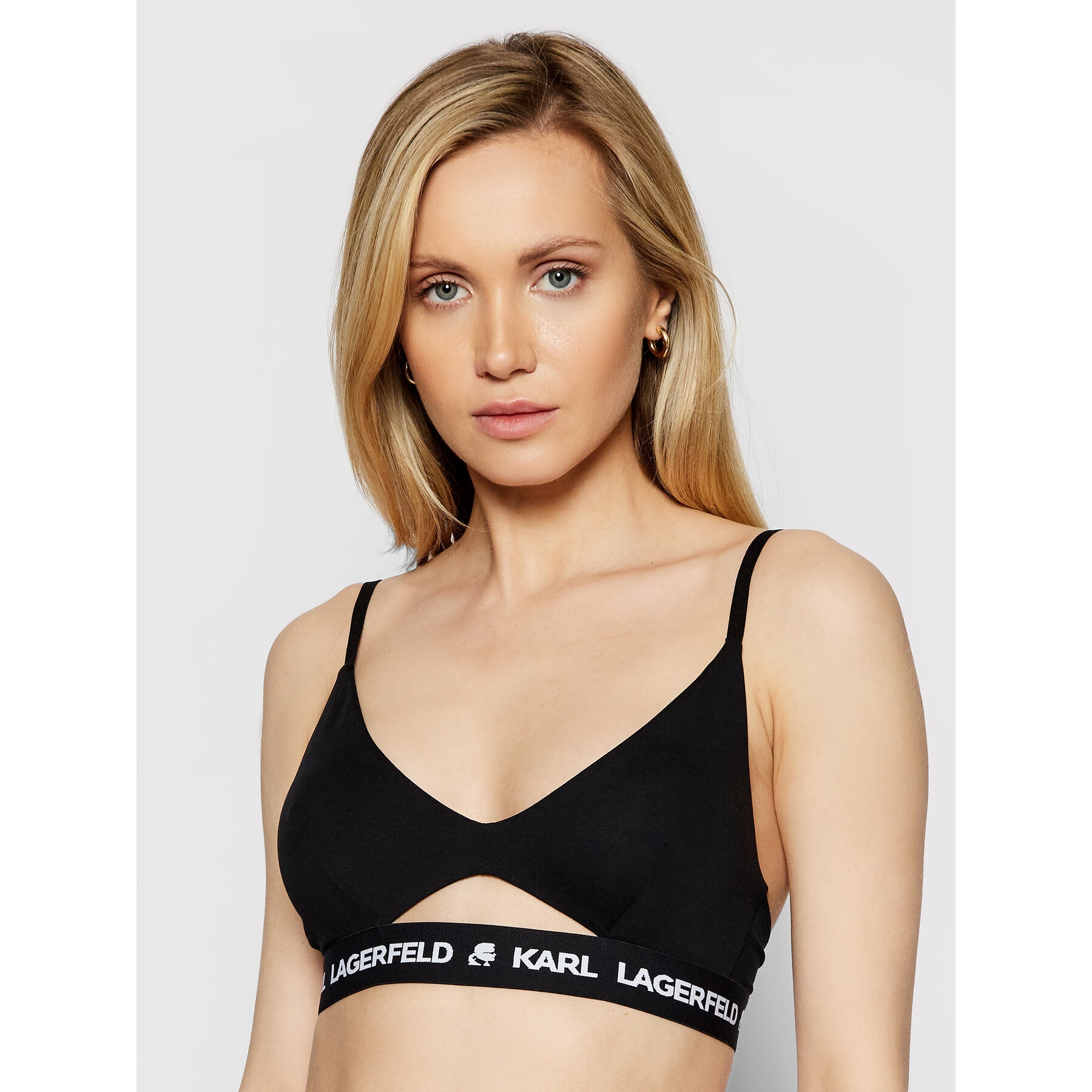 KARL LAGERFELD Reggiseno Bralette Peephole Logo 211W2101 Nero