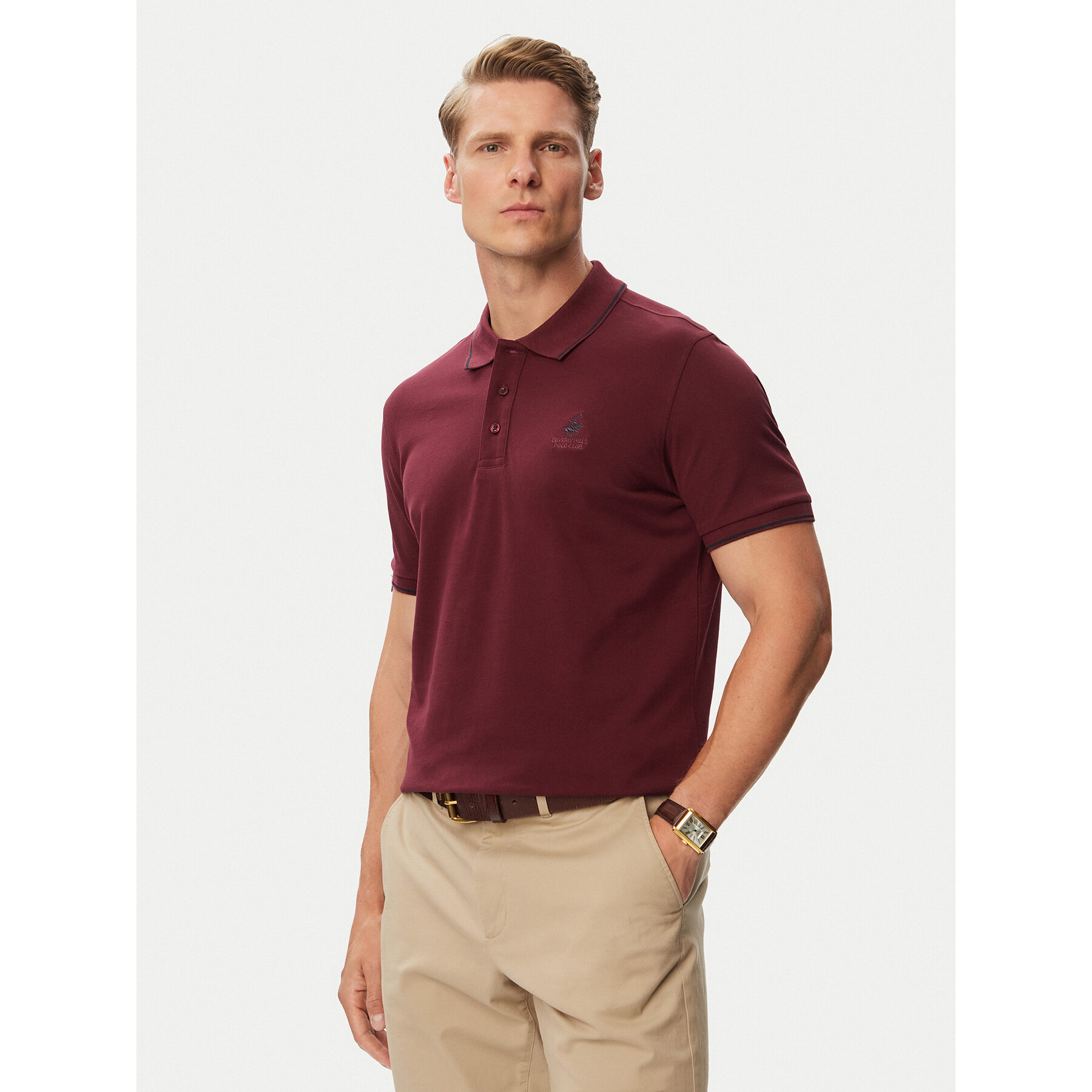 Beverly Hills Polo Club Polo majica P-SS26M-P42561 Bordo rdeča Regular Fit