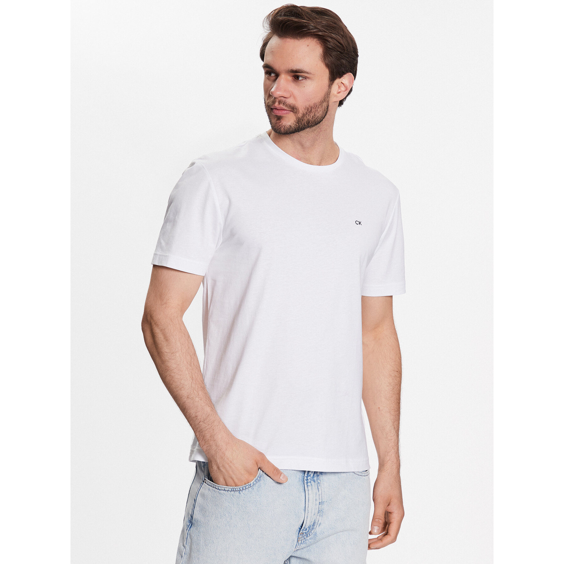 Calvin Klein Póló Smooth K10K110589 Fehér Regular Fit