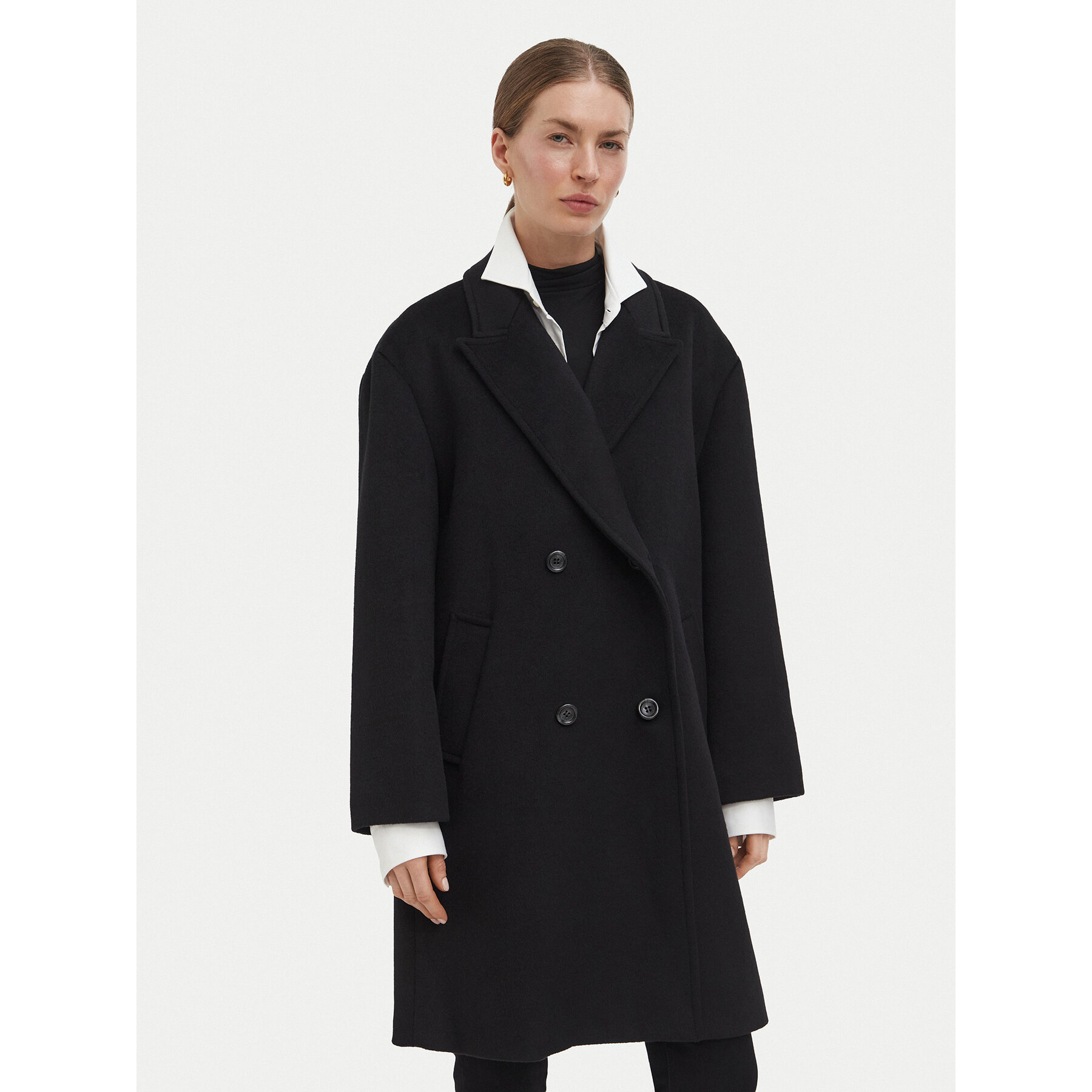Liu Jo Wollmantel WF6299 T722A Schwarz Regular Fit