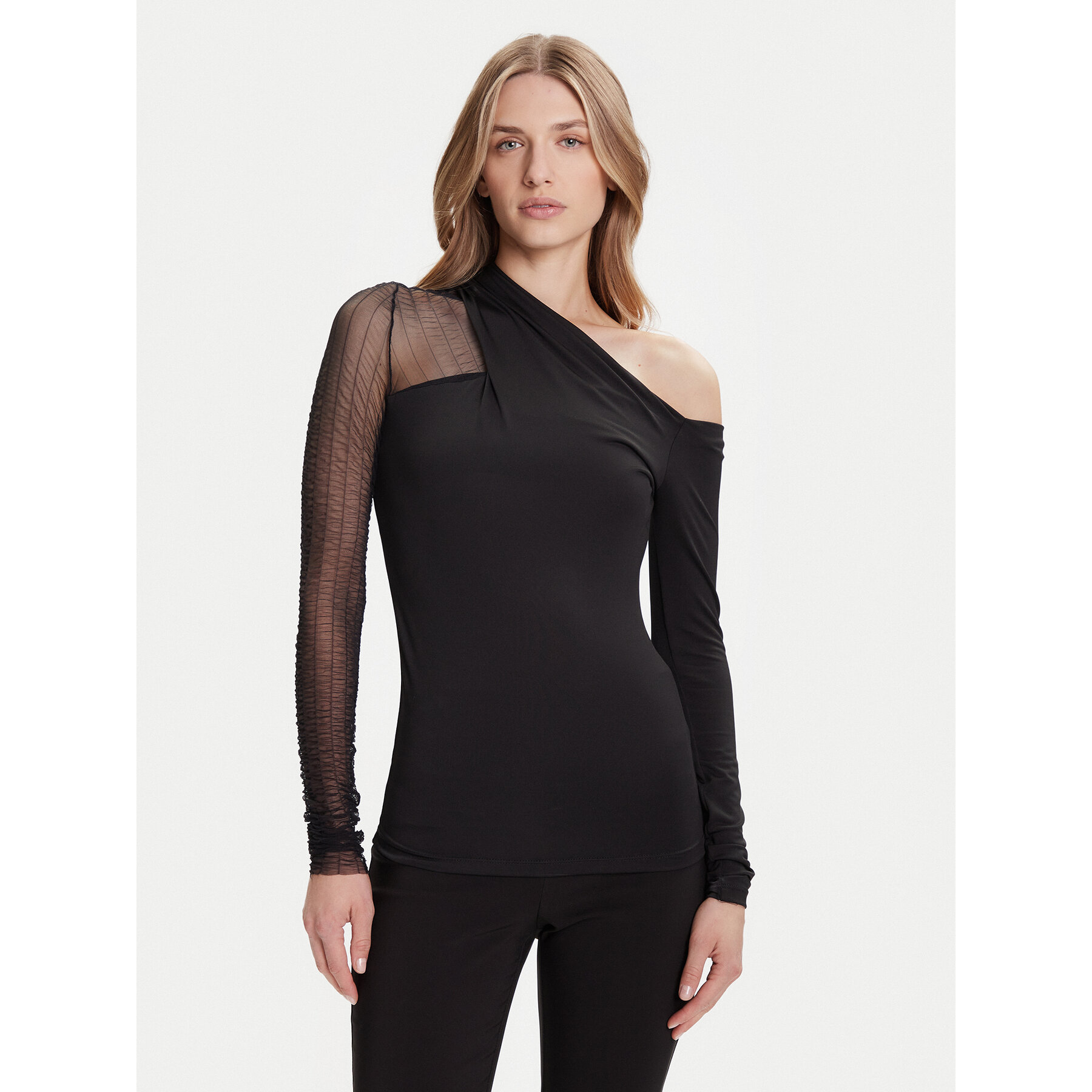 Simona Corsellini Bluse A25CPMG00201 Schwarz Slim Fit