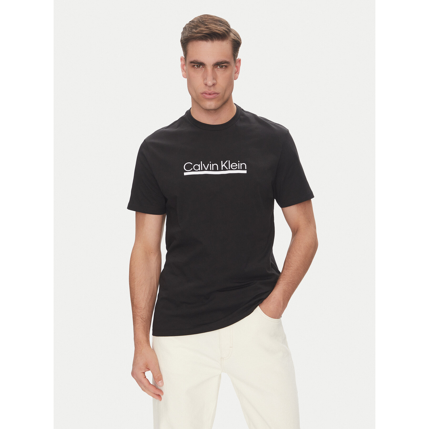 Calvin Klein Póló Outline Tape Graphic LV04RC852G Fekete Regular Fit