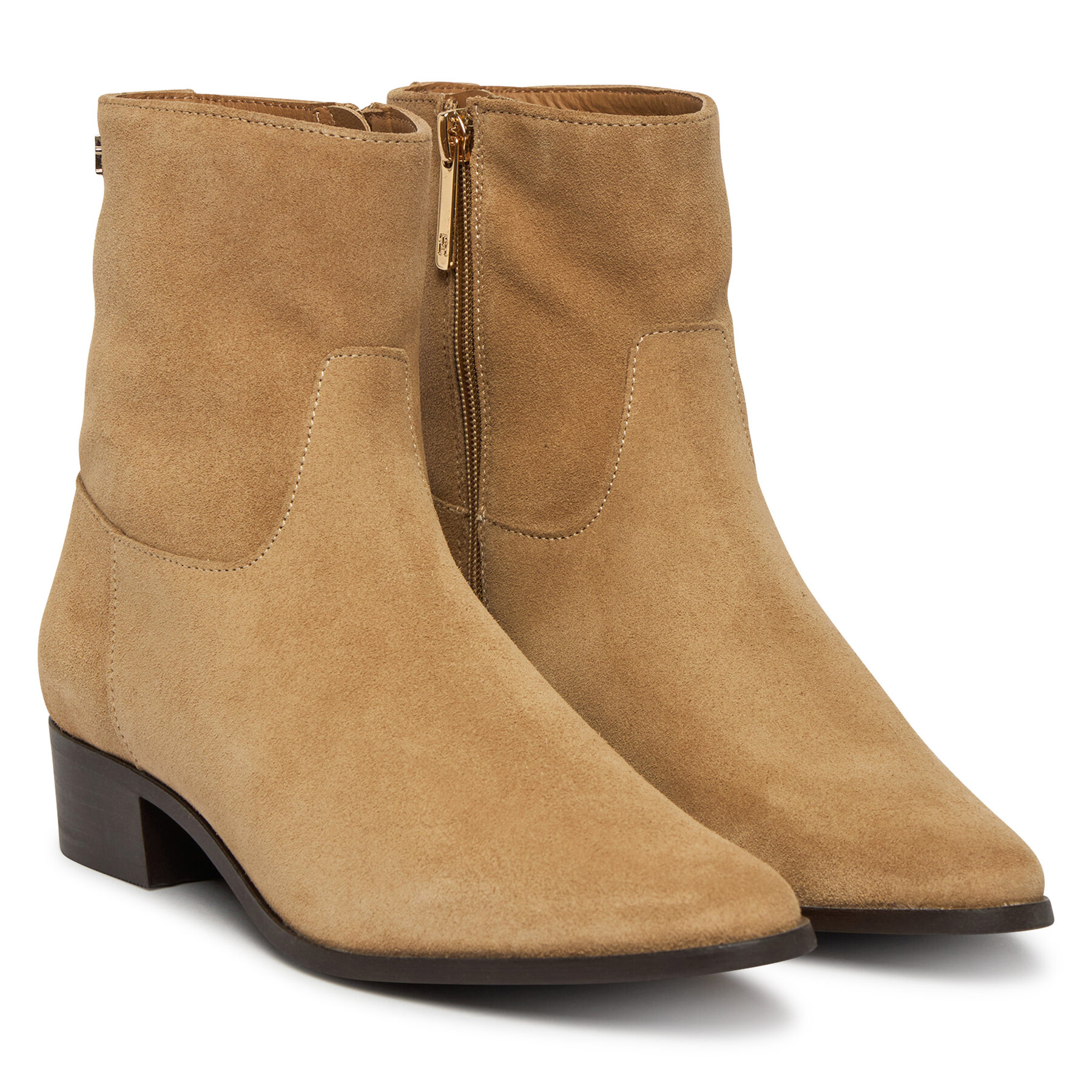 Škornji Tommy Hilfiger Suede Ankle Boot W Zip FW0FW09922 Bež