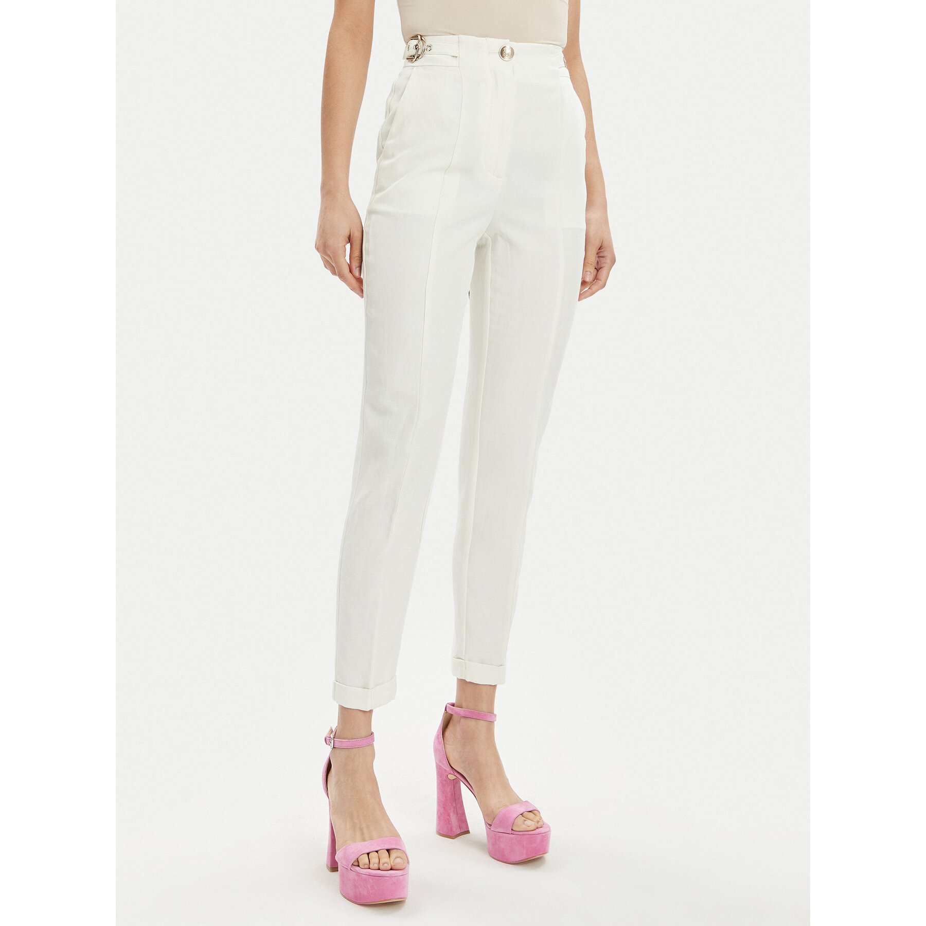Marciano Guess Stoffhose Giselle 4GGB05 7158A Écru Regular Fit
