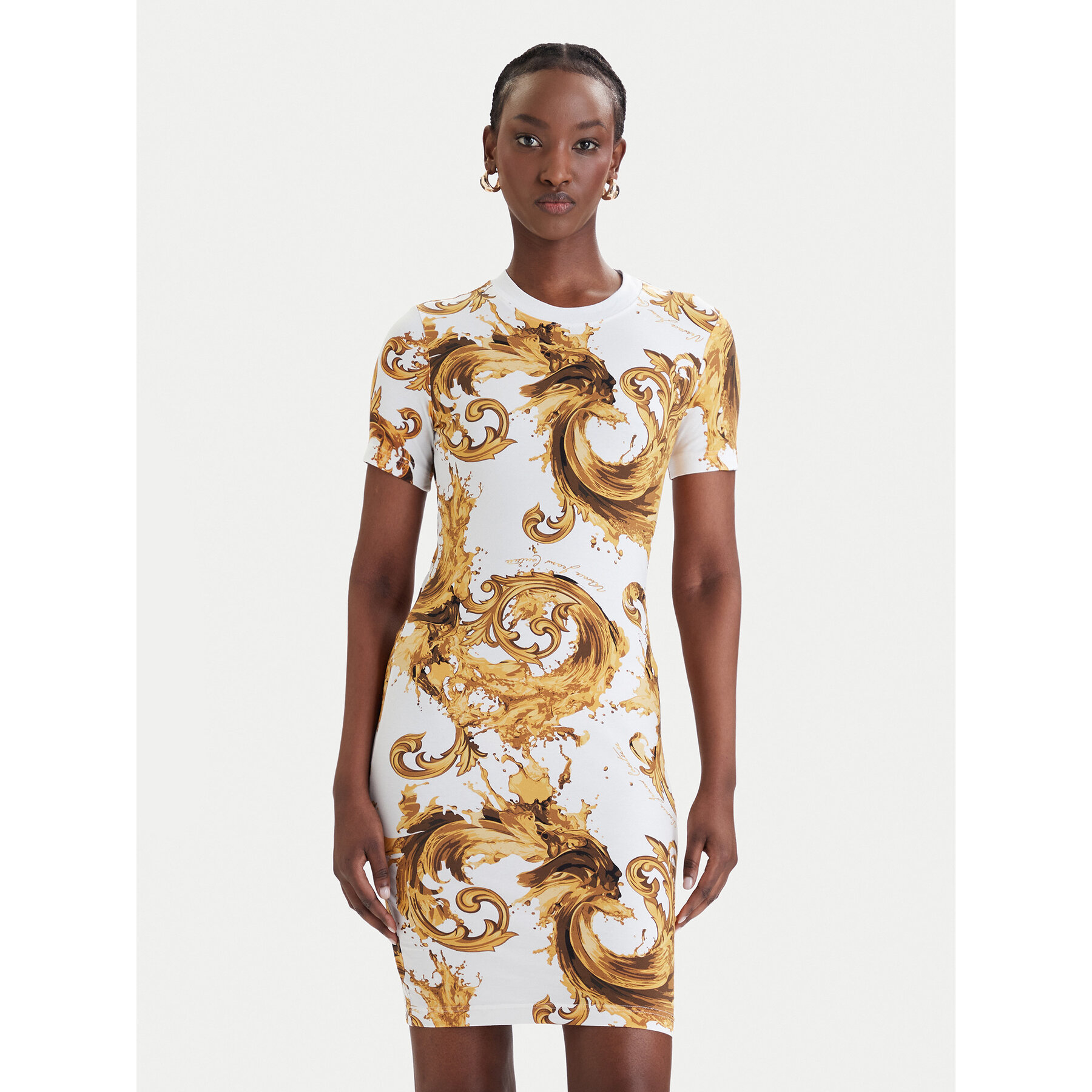 Versace Jeans Couture Kleid für den Alltag 80HAO939 JS553 Weiß Slim Fit
