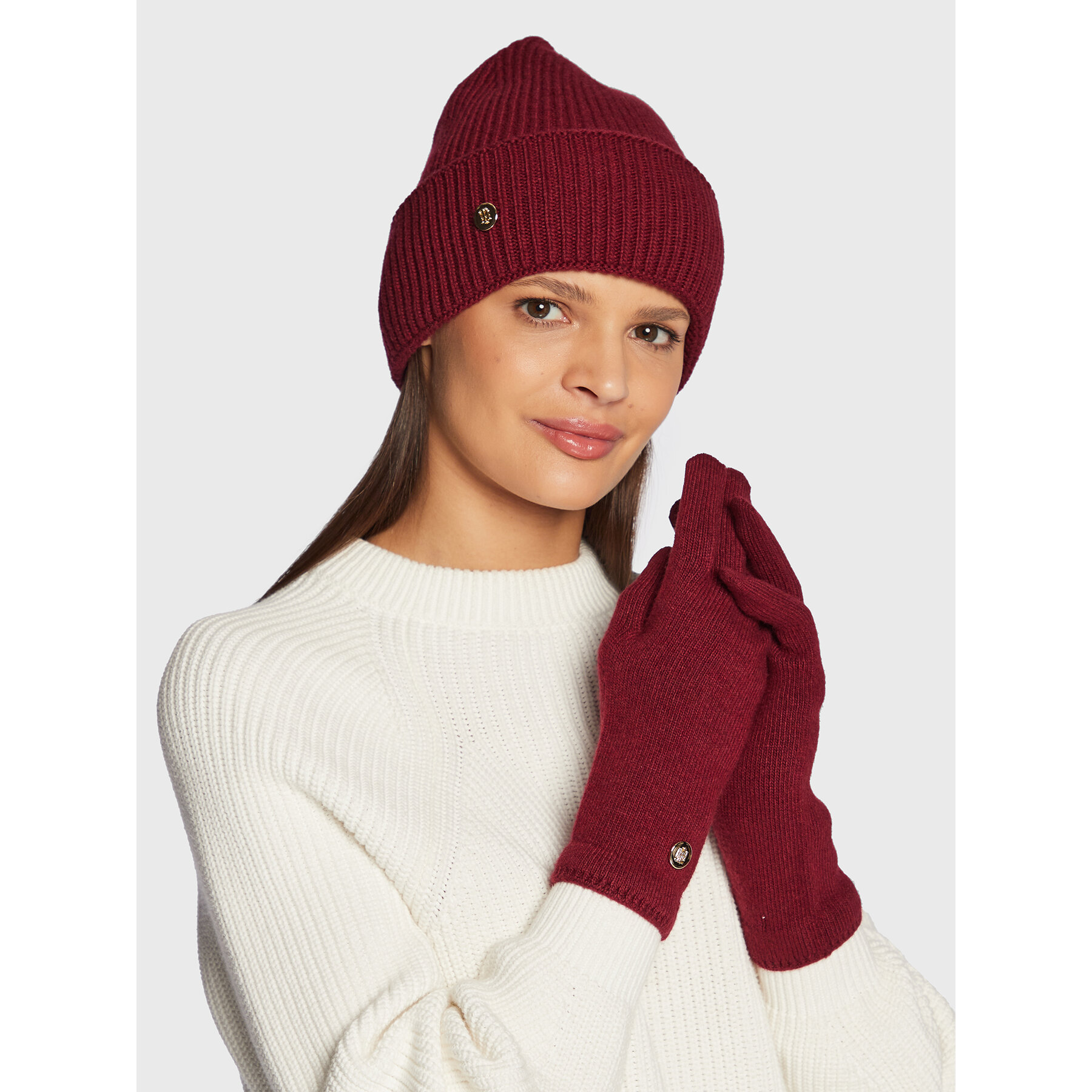 Ensemble bonnet + gants Tommy Hilfiger Elevated AW0AW13909 Bordeaux