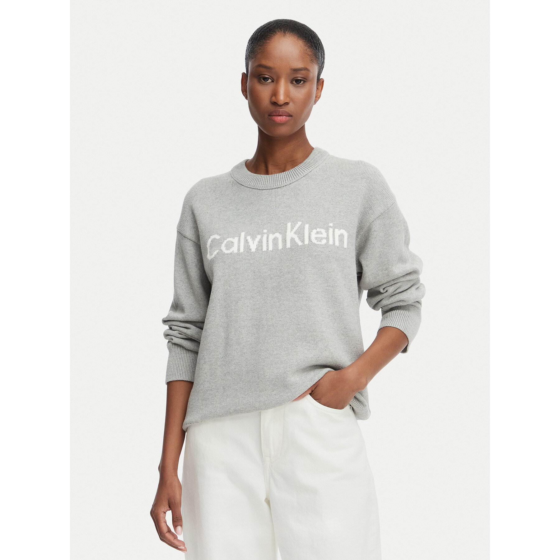 Calvin Klein Jeans Pullover LV044G313G Hellgrau Regular Fit