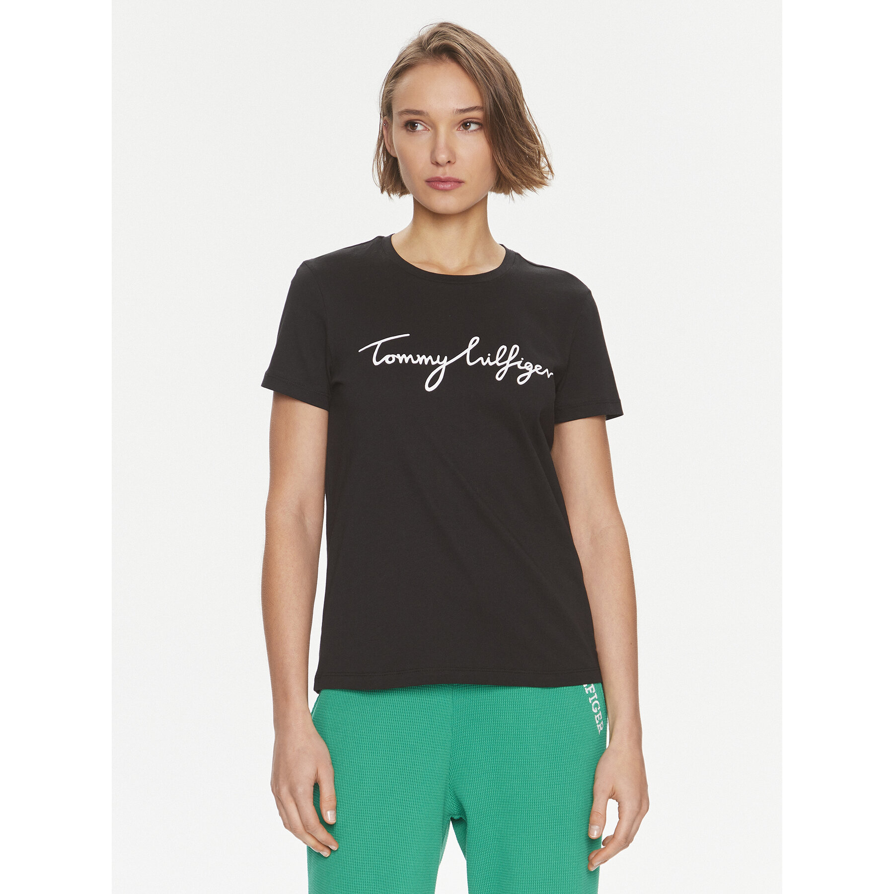 Tommy Hilfiger T-Shirt Signature WW0WW41674 Μαύρο Regular Fit