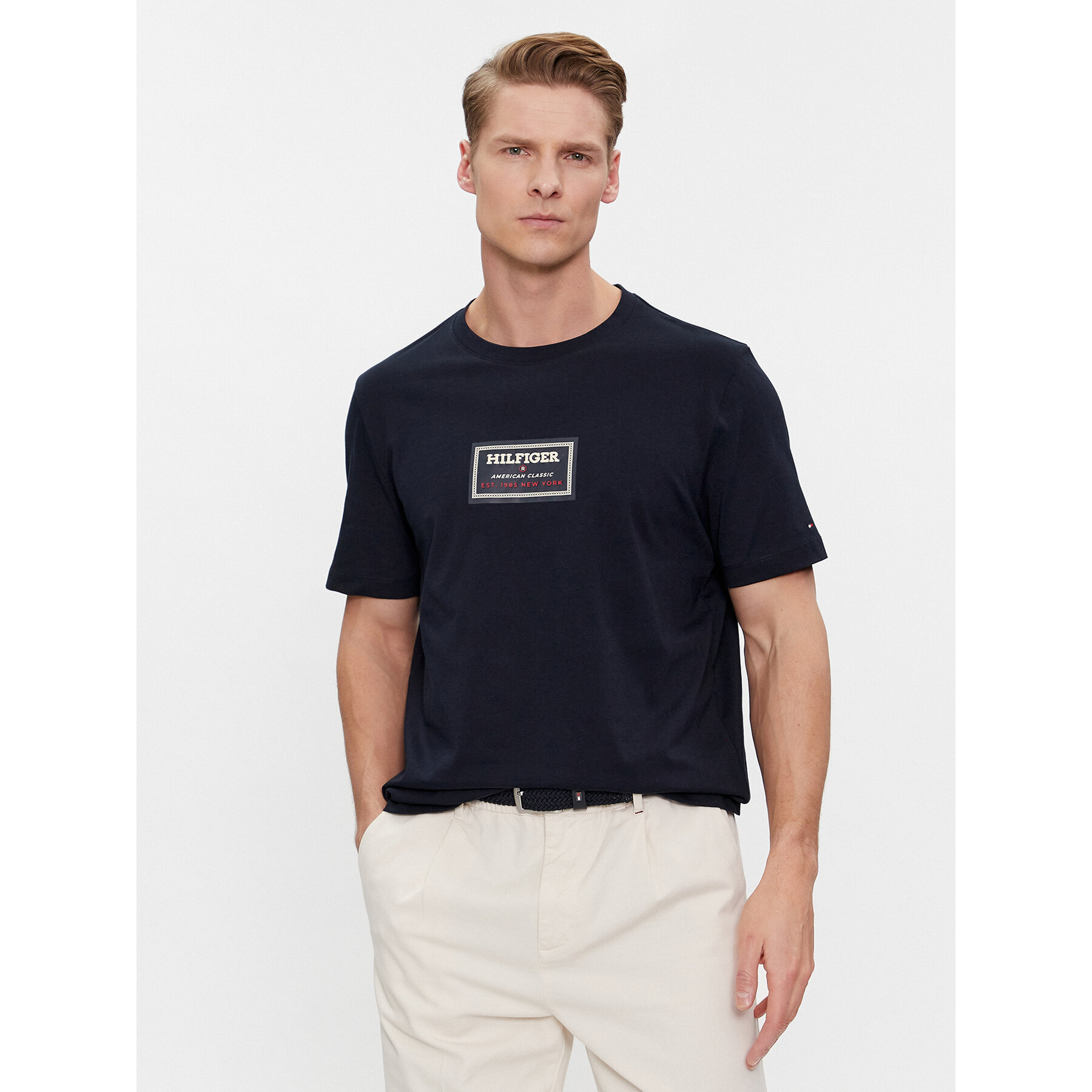 Tommy Hilfiger T-Shirt Label Hd Print Tee MW0MW34391 Σκούρο μπλε Regular Fit