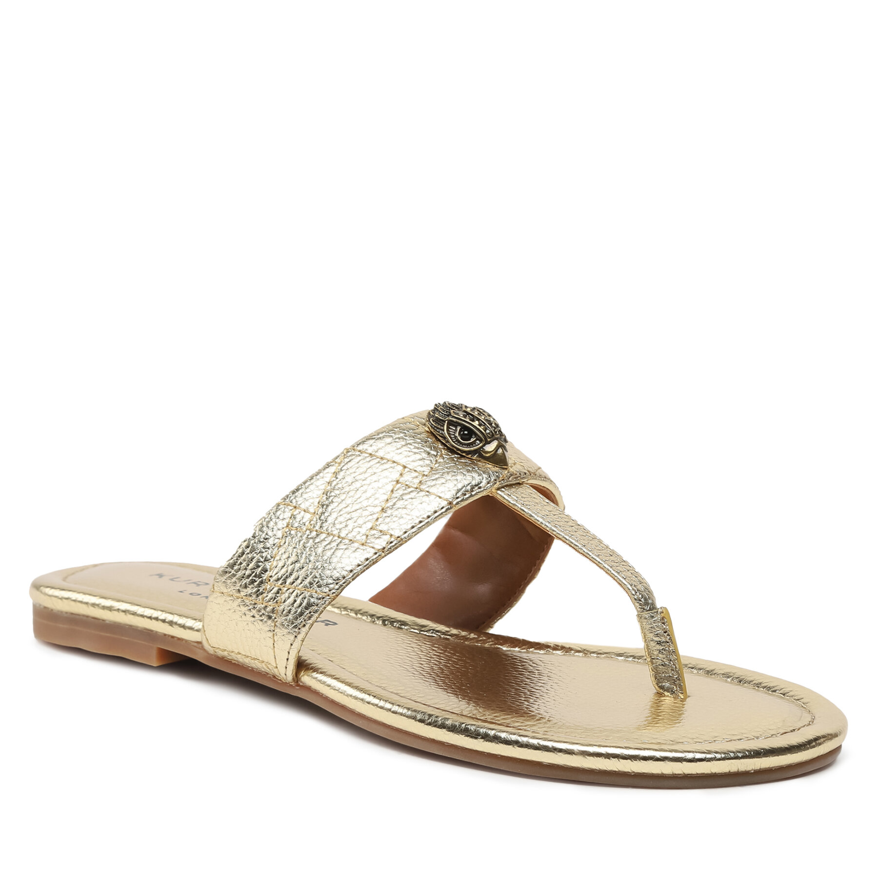 Flip flop Kurt Geiger Kensington T-Bar Sandal 8651461109 Gold 8651461109 imagine super redus 2022