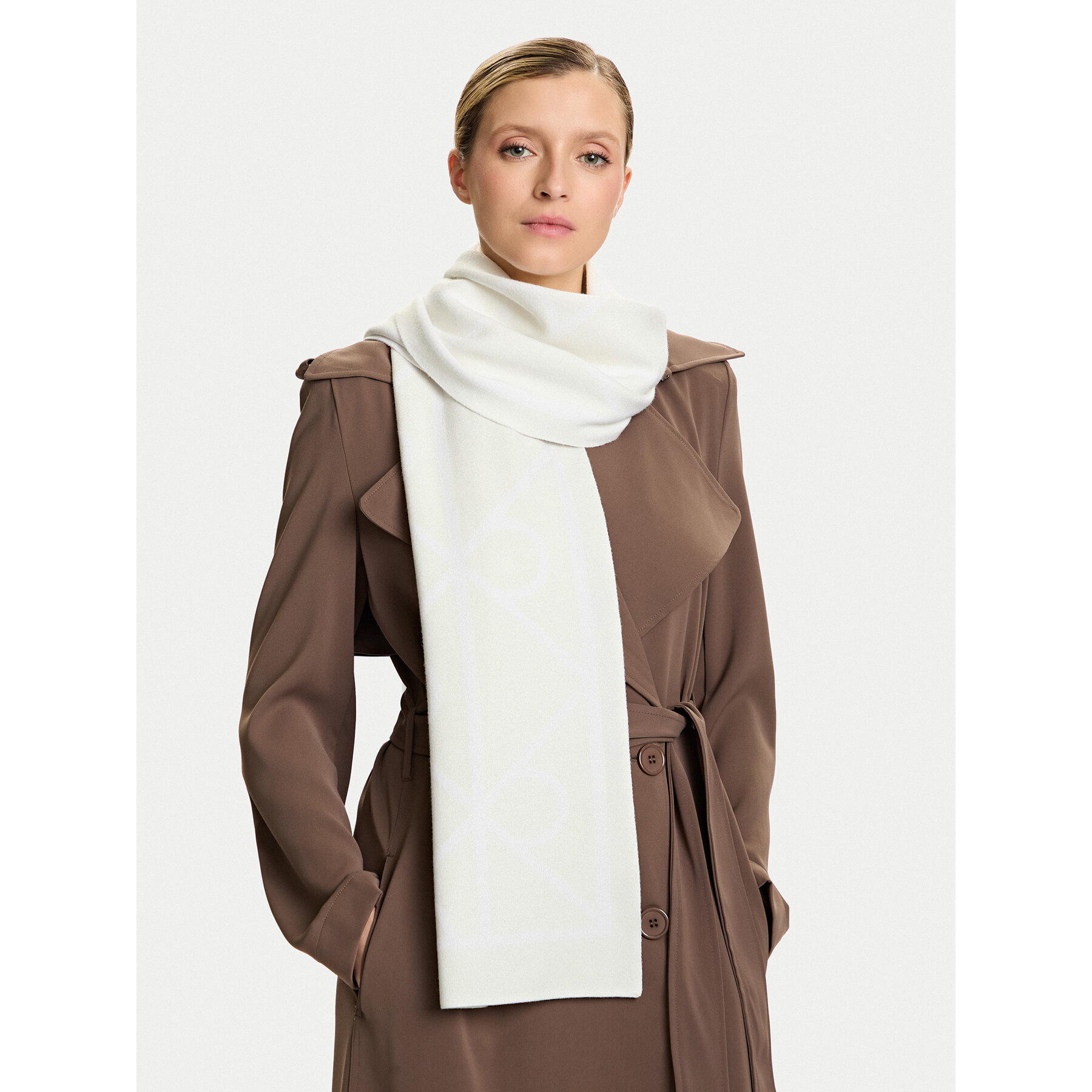 Fular Calvin Klein Emblem Aop Jcq Fine Rib Scarf LV04D8051G Bej