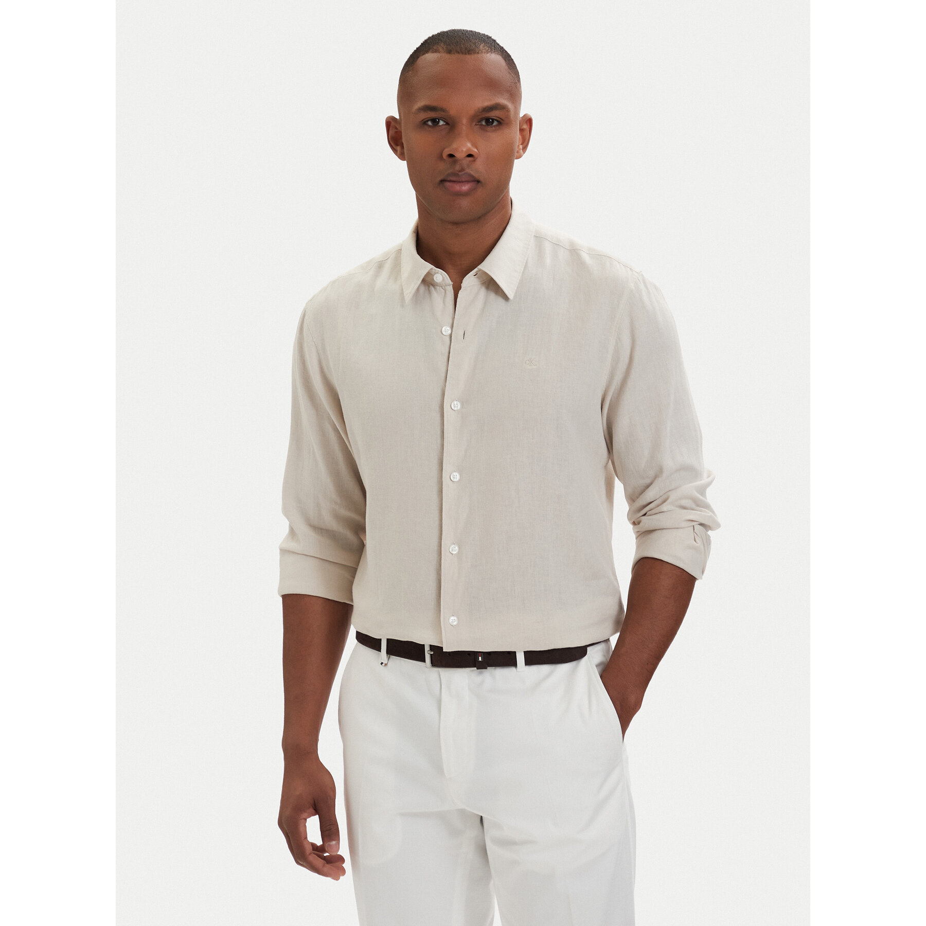 Calvin Klein Hemd LV04LE125G Hellbeige Regular Fit