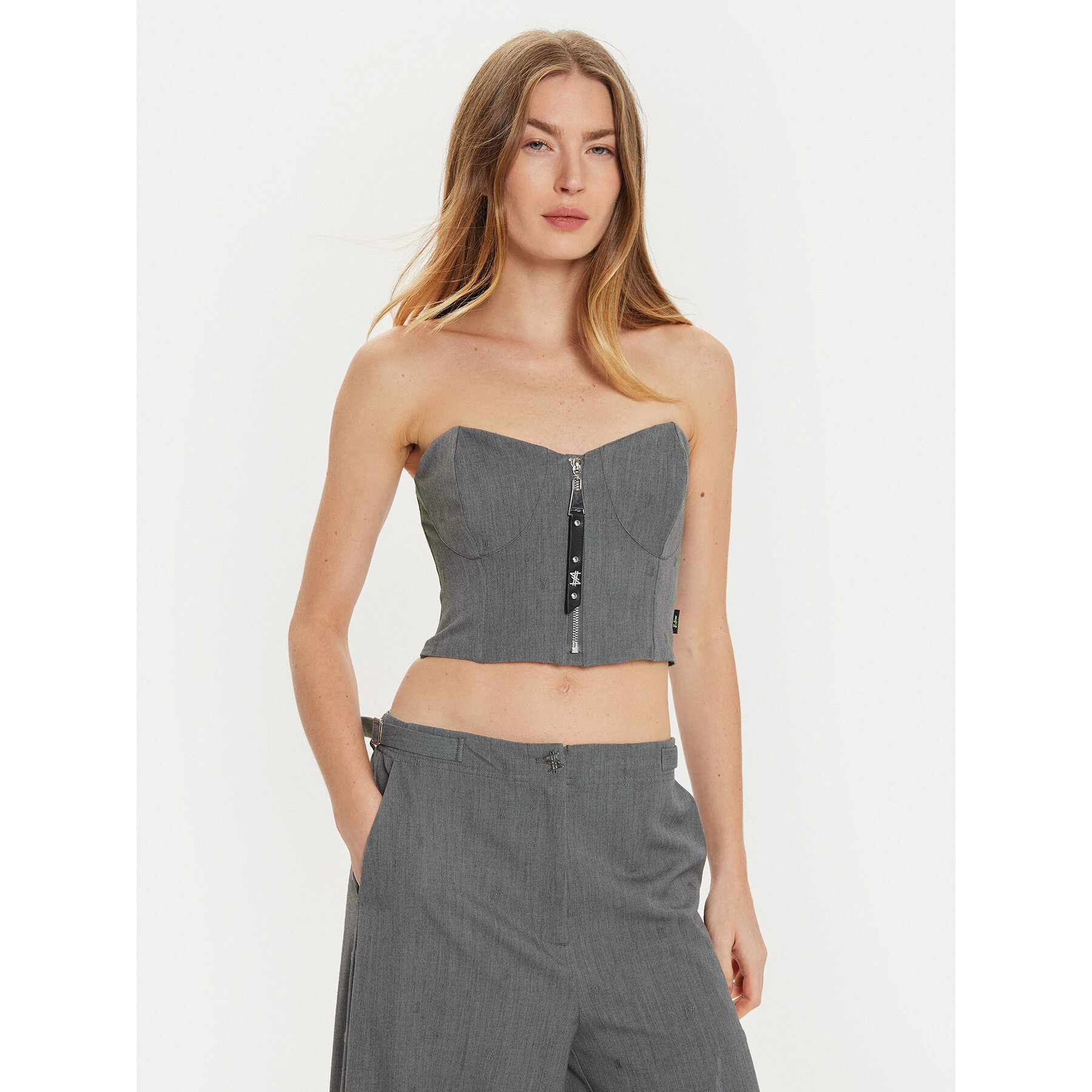 TWINSET Τοπ 242AM2044 Γκρι Slim Fit