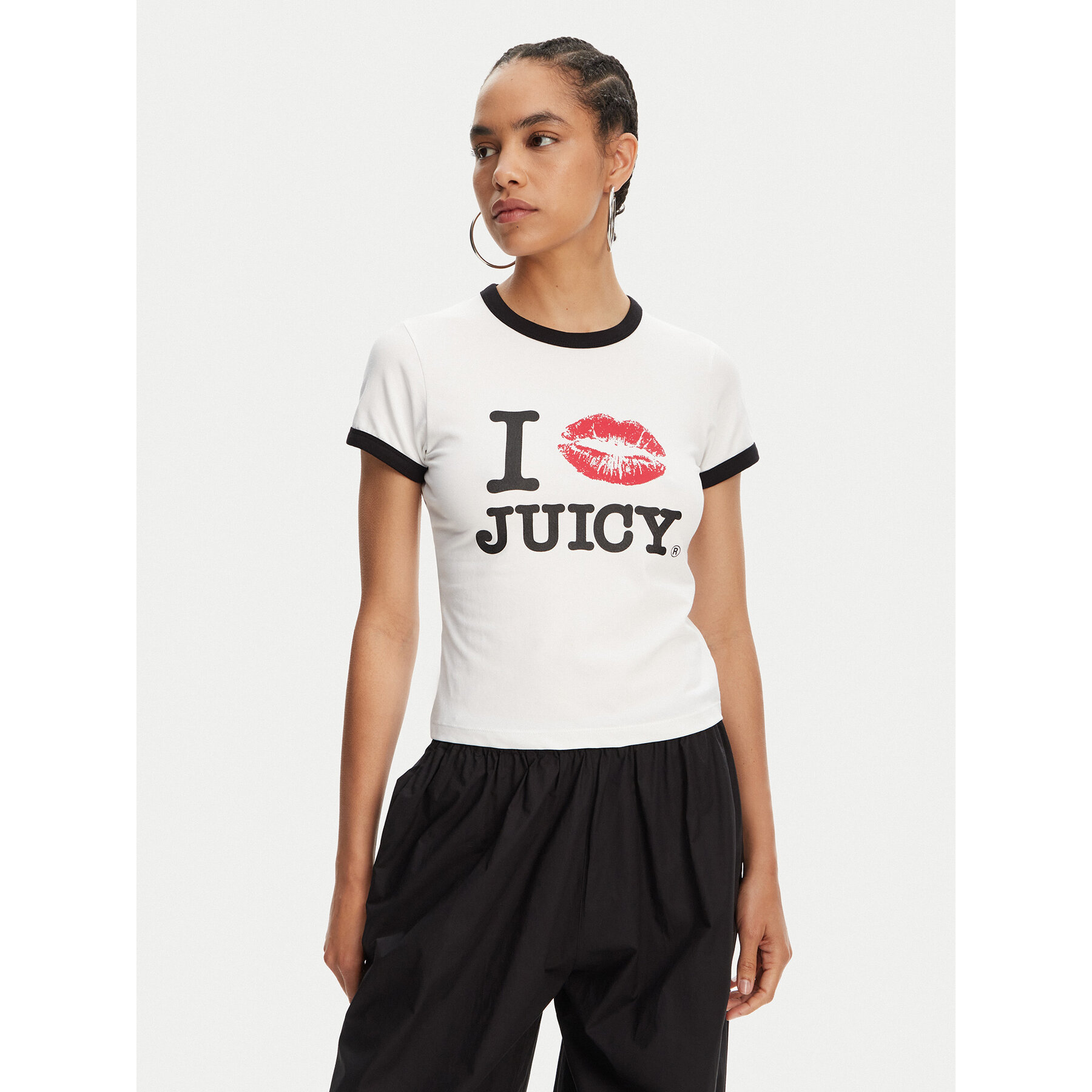 Juicy Couture T-shirt I Kiss JCWCT125318 Bianco Slim Fit