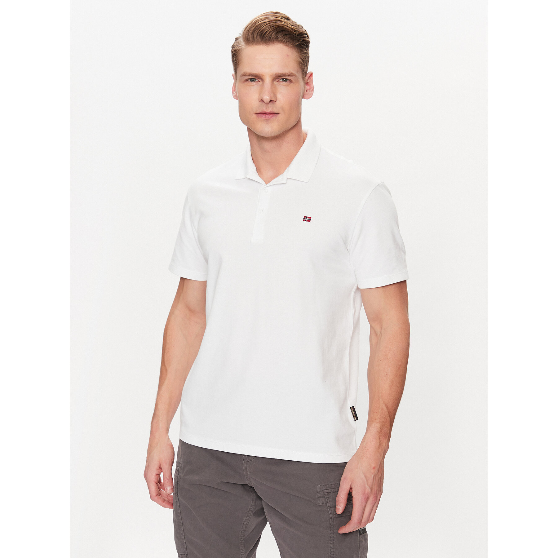 Napapijri Polo majica Ealis NP0A4H8B Bela Regular Fit