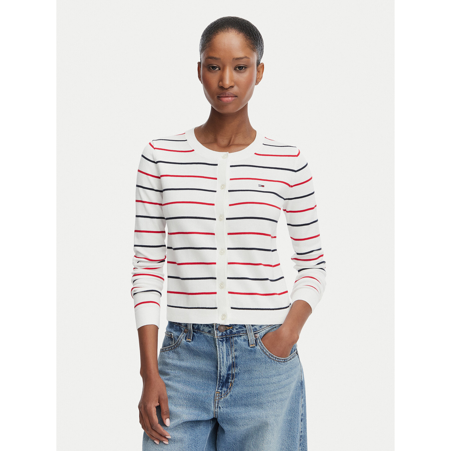 Tommy Jeans Strickjacke DW0DW20976 Weiß Regular Fit