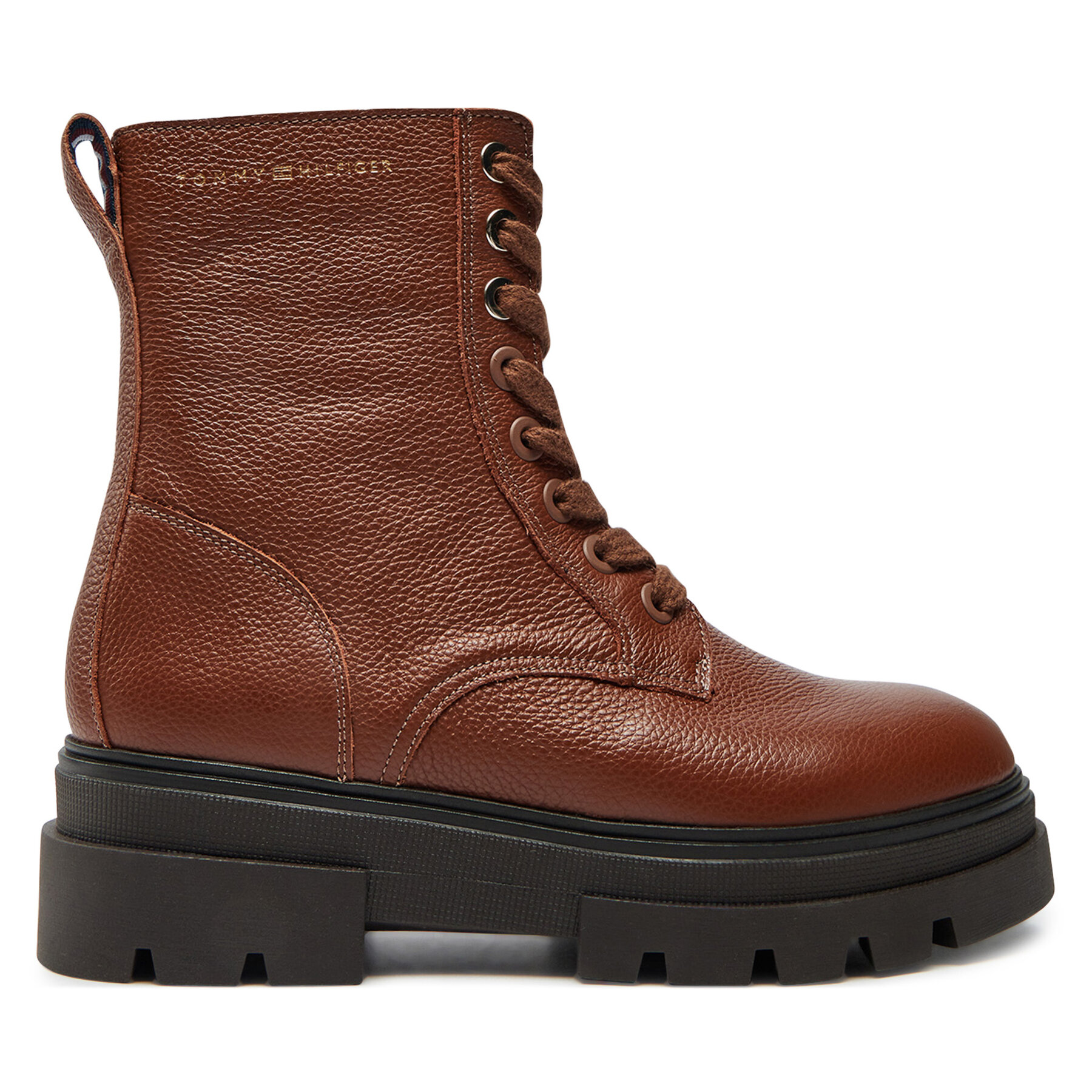 Šnurovacia obuv Tommy Hilfiger Bicolor Leather Lace-Up FW0FW08160 Hnedá