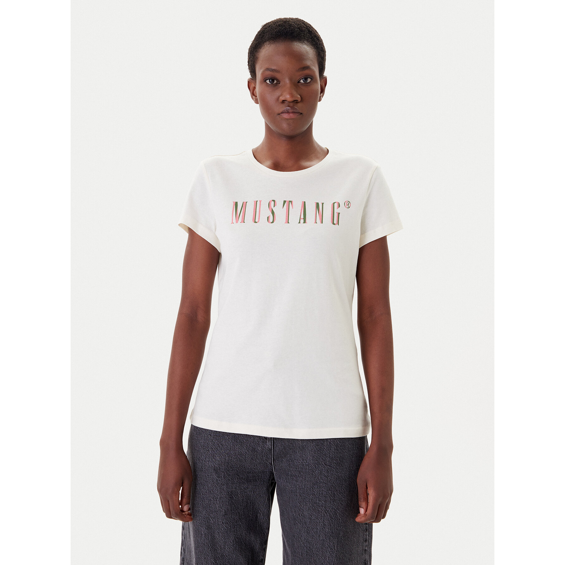 Mustang Marškinėliai Loa 1016146 Écru Slim Fit