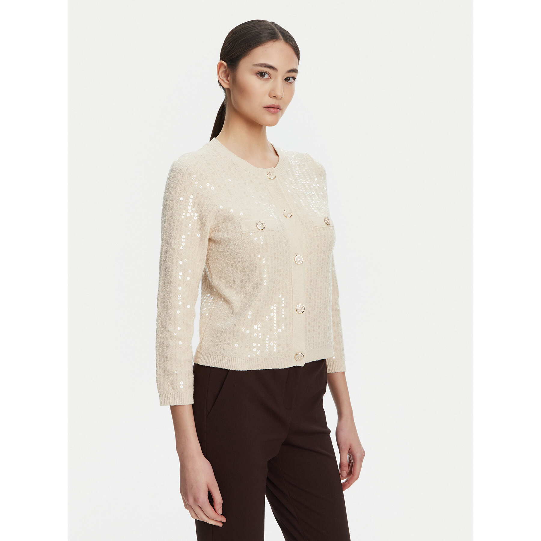 Marella Strickjacke Siena1 2523346094 Écru Regular Fit