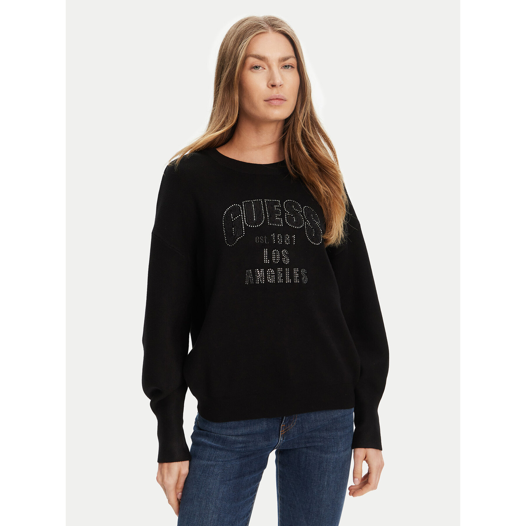 Guess Pullover W5YR26 Z26I2 Schwarz Regular Fit