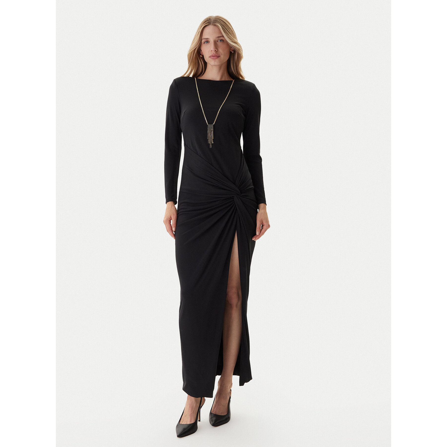 Fracomina Abendkleid FQ25WD3006W62601 Schwarz Slim Fit