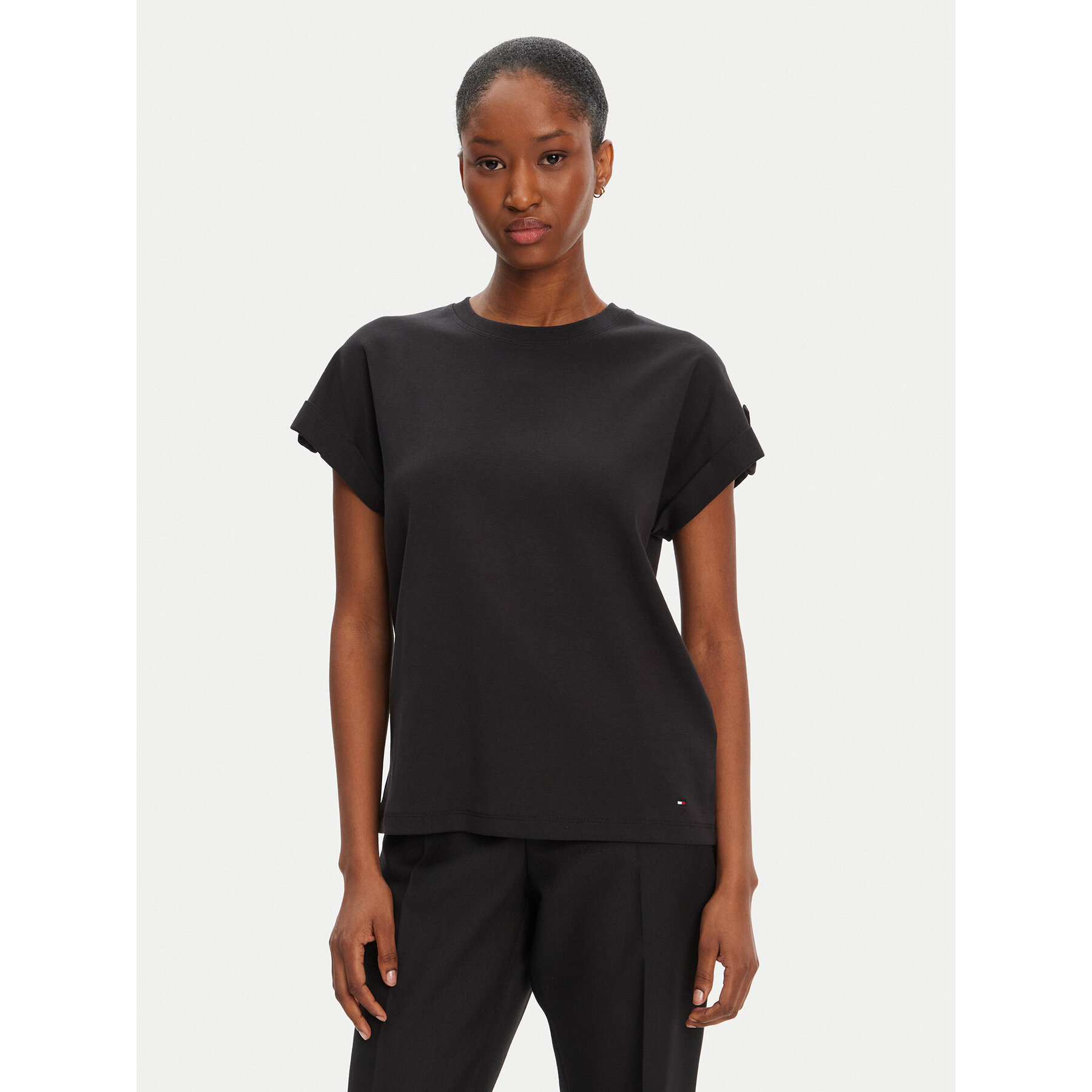 Tommy Hilfiger T-Shirt Gold Button WW0WW45628 Μαύρο Regular Fit