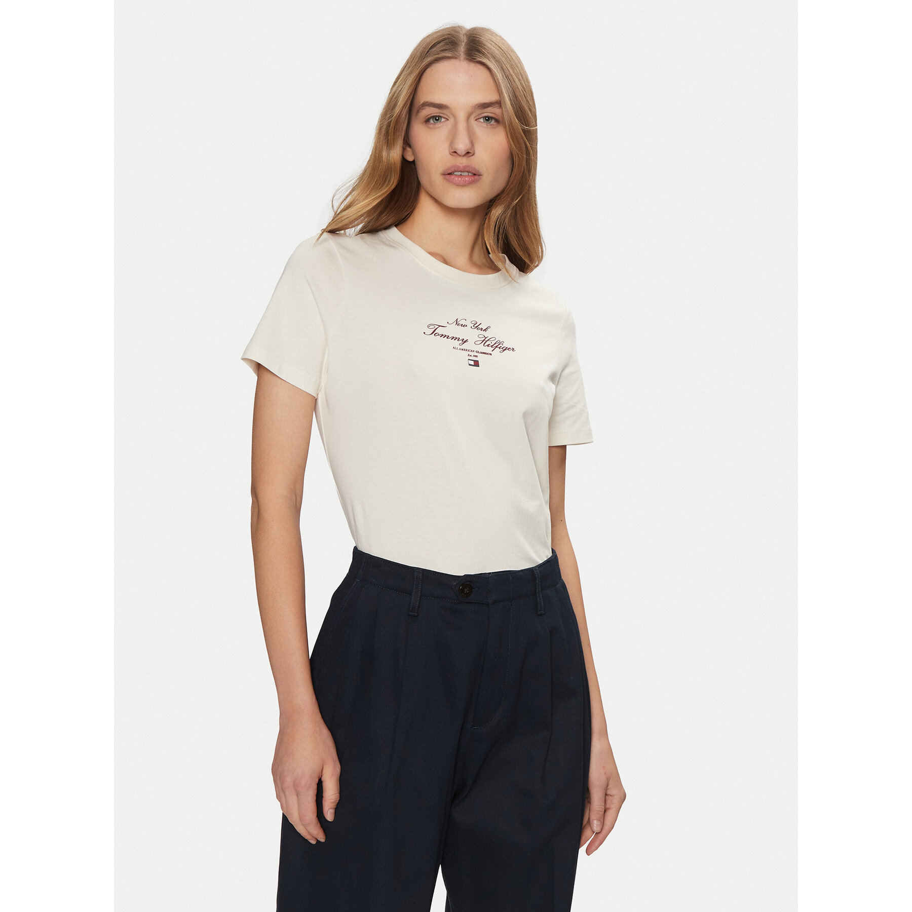 Tommy Hilfiger T-Shirt WW0WW43895 Εκρού Regular Fit