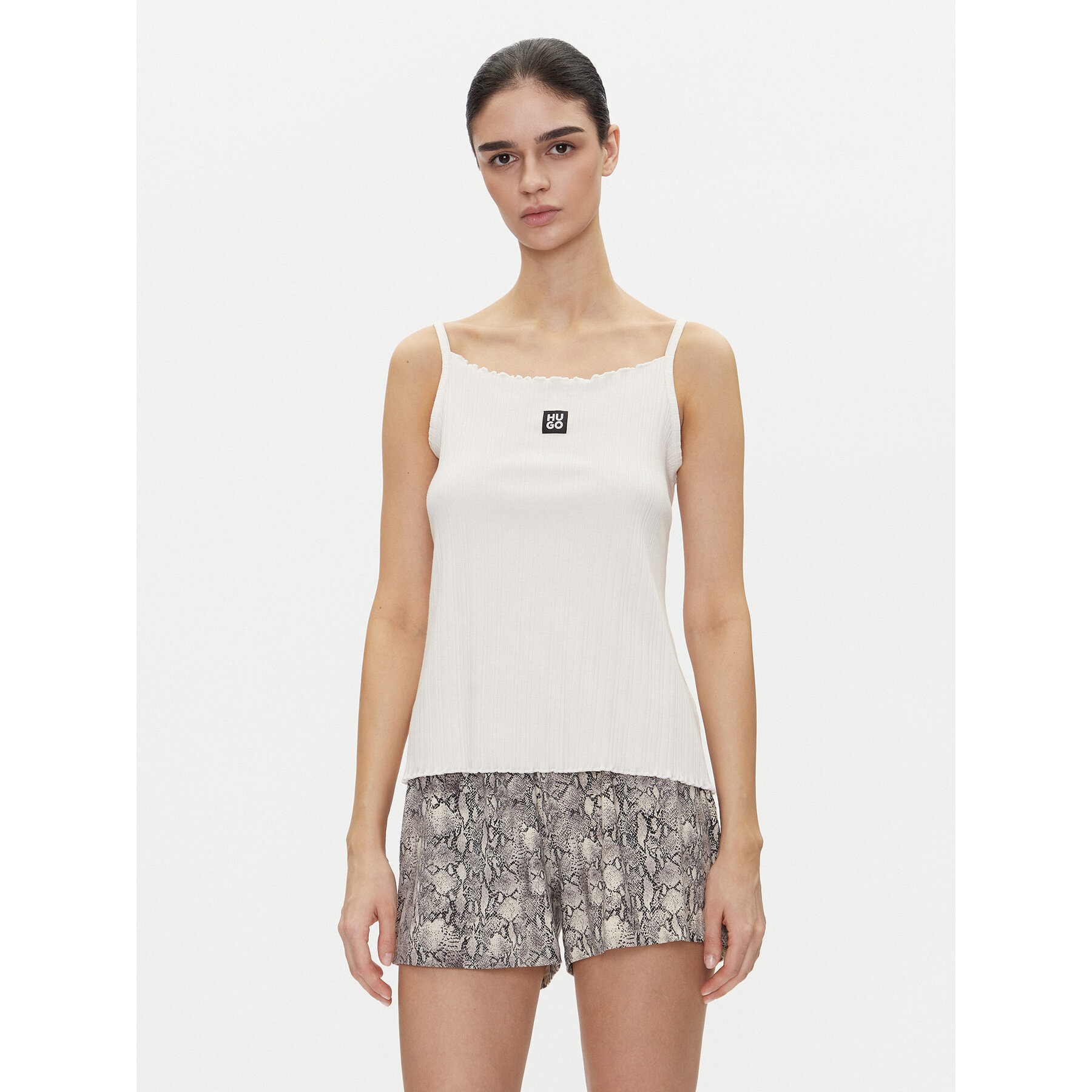 HUGO Τοπ Rib_Vest 50540056 Εκρού Regular Fit