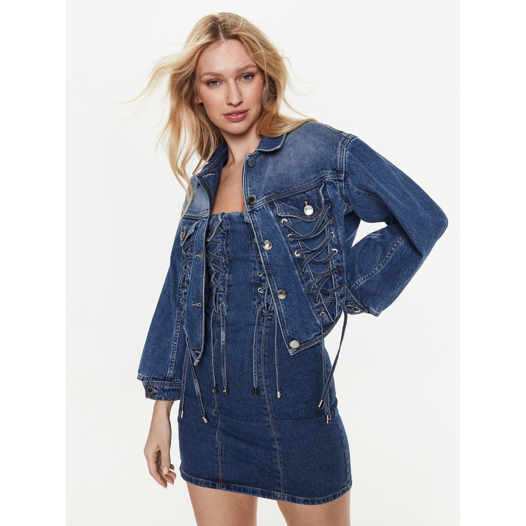 Pinko Jeansjacke 100117 A0GF Dunkelblau Regular Fit