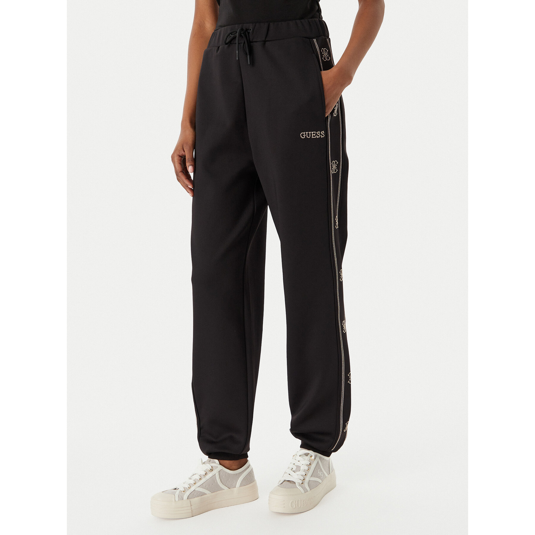 Guess Jogginghose V5BB23 KCX22 Schwarz Wide Leg