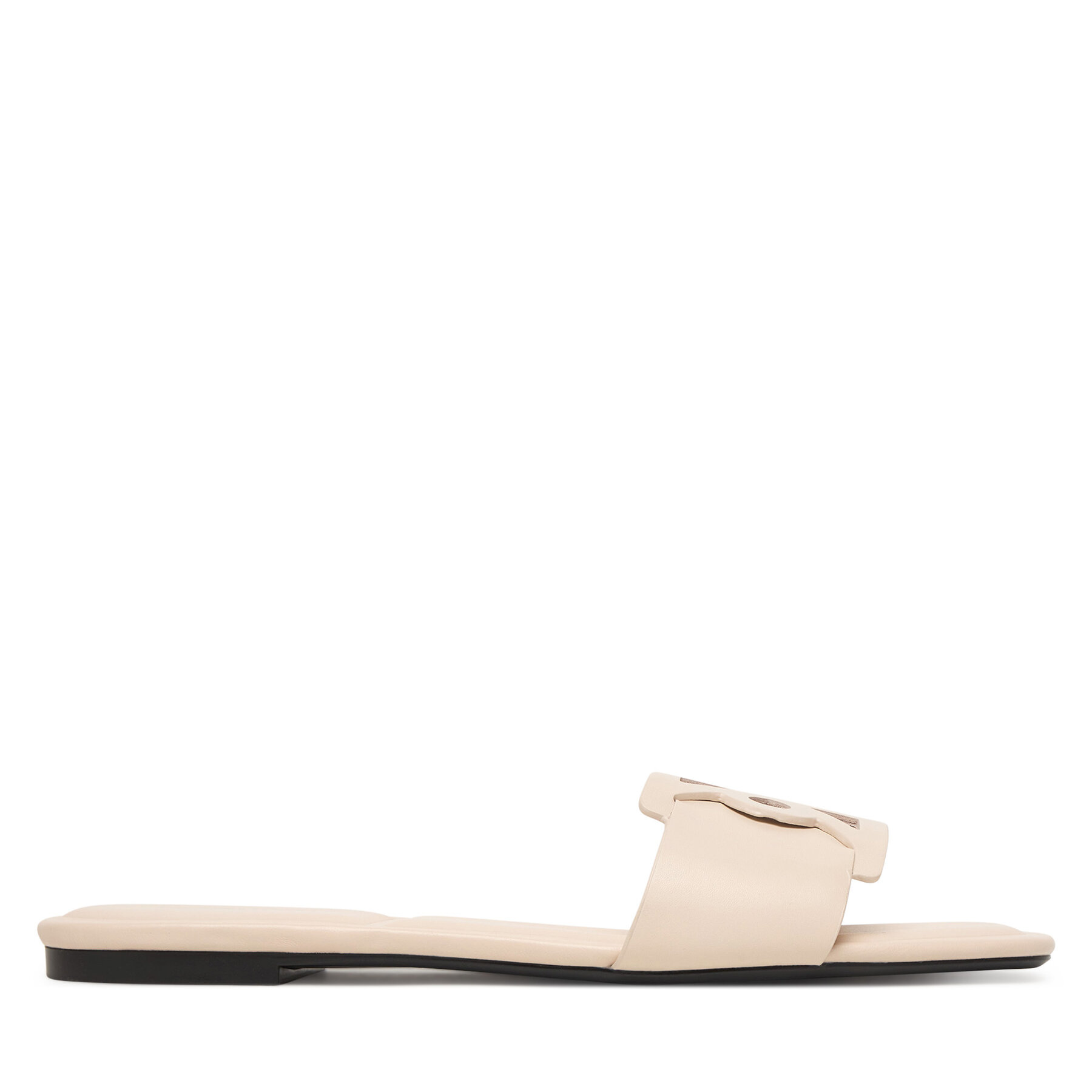 Παντόφλες Calvin Klein Square Flat Sandal Emblem HW0HW03128 Εκρού