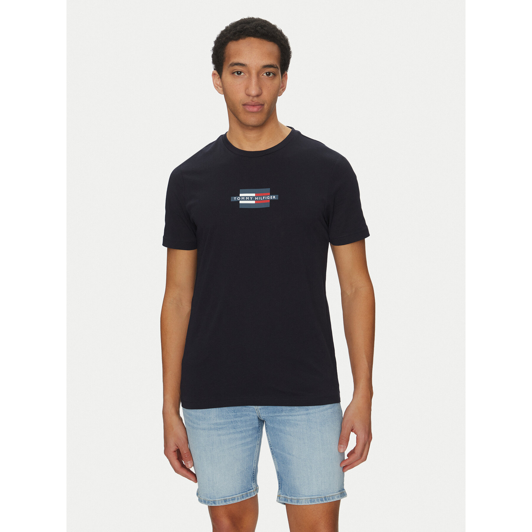 Tommy Hilfiger T-Shirt Flag Box MW0MW38636 Blu Scuro Regular Fit