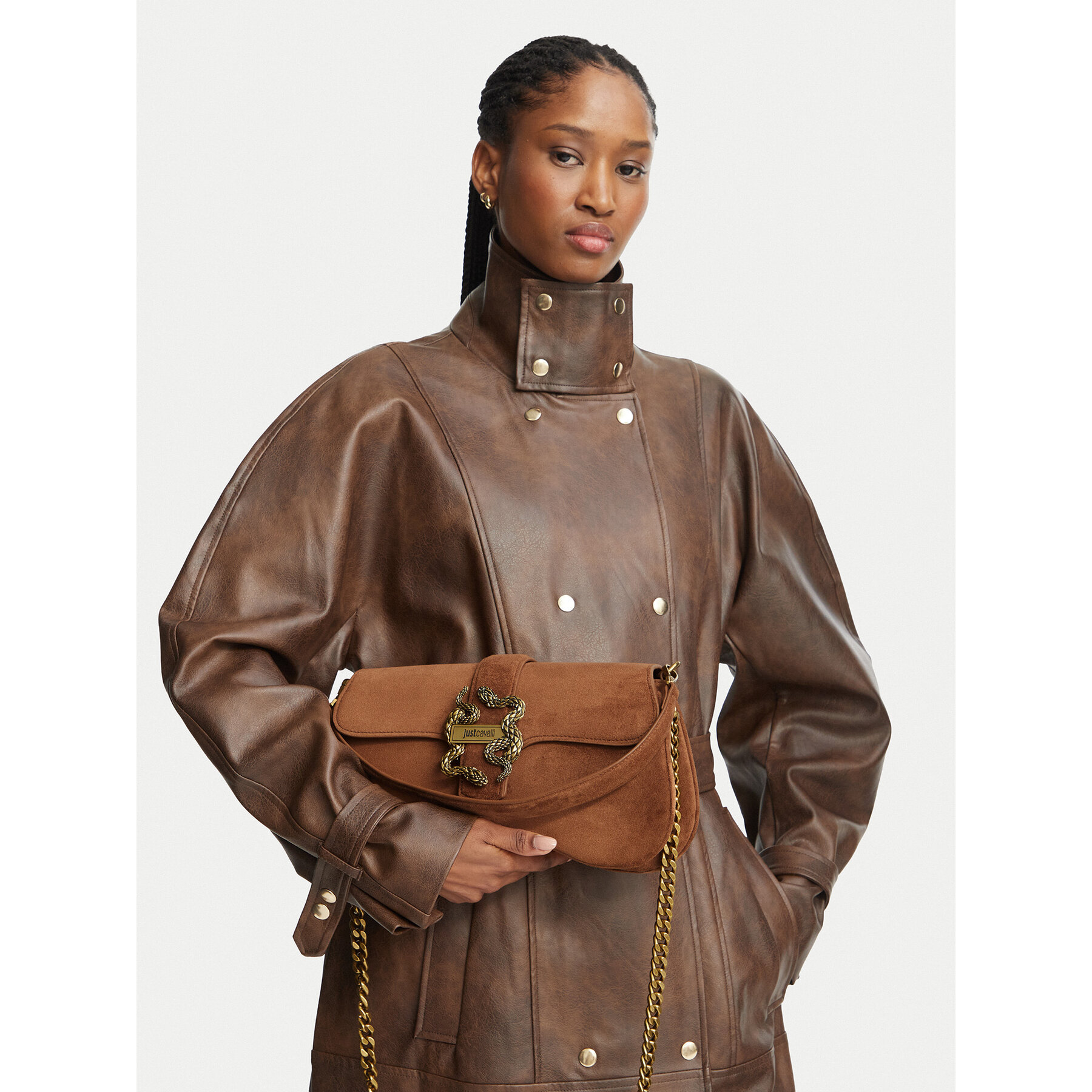 Дамска чанта Just Cavalli 81RA4BA1 ZSE74 Светлокафяв