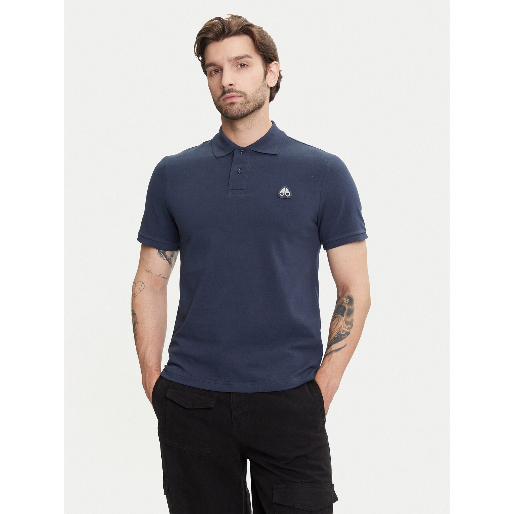 Moose Knuckles Polo Everett M34MT712 Blu Scuro Slim Fit