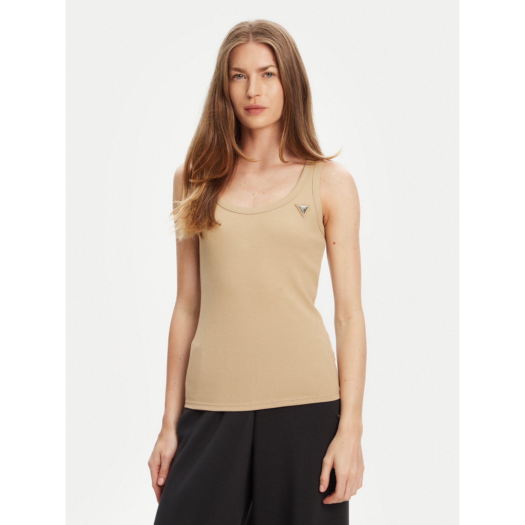 Guess Τοπ V4YP06 K8RT2 Μπεζ Regular Fit