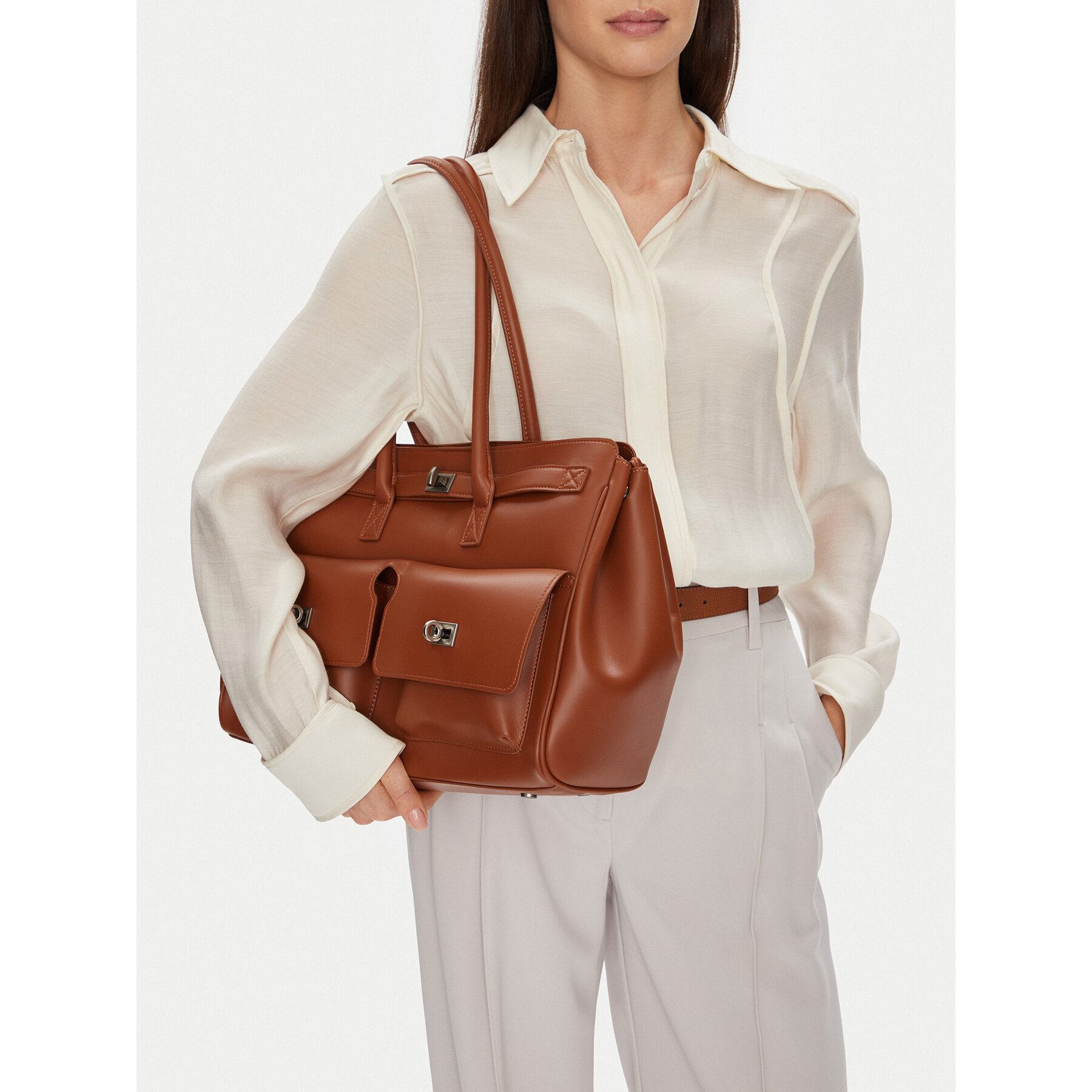 Дамска чанта Gino Rossi EO-CLOVER-X10167 Кафяв