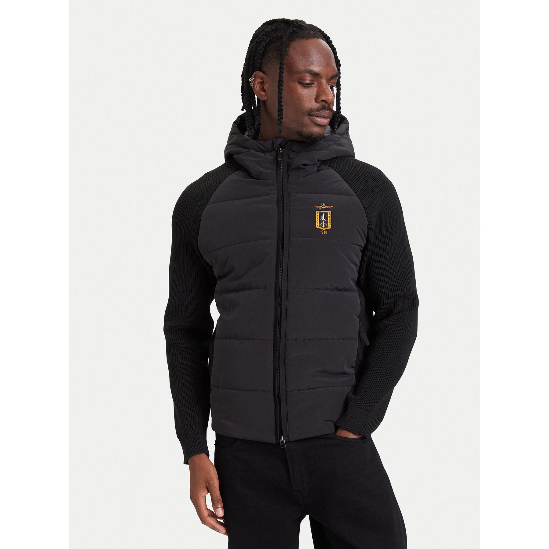 Aeronautica Militare Übergangsjacke 262AM1389UCL00005 Schwarz Regular Fit