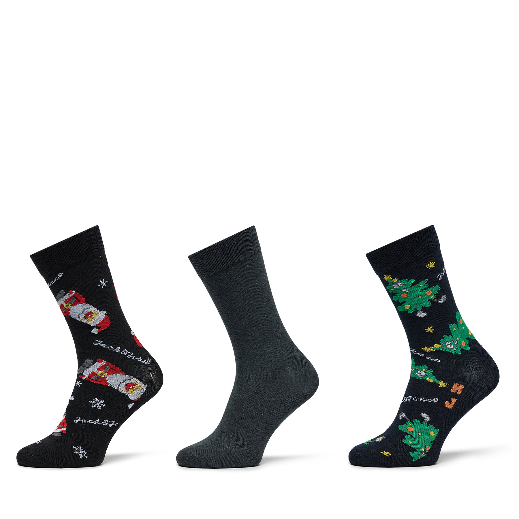 Jack&Jones Junior Σετ ψηλές κάλτσες παιδικές 3 τεμαχίων Jack&Jones Junior Holly Jolly 12267021 Μαύρο